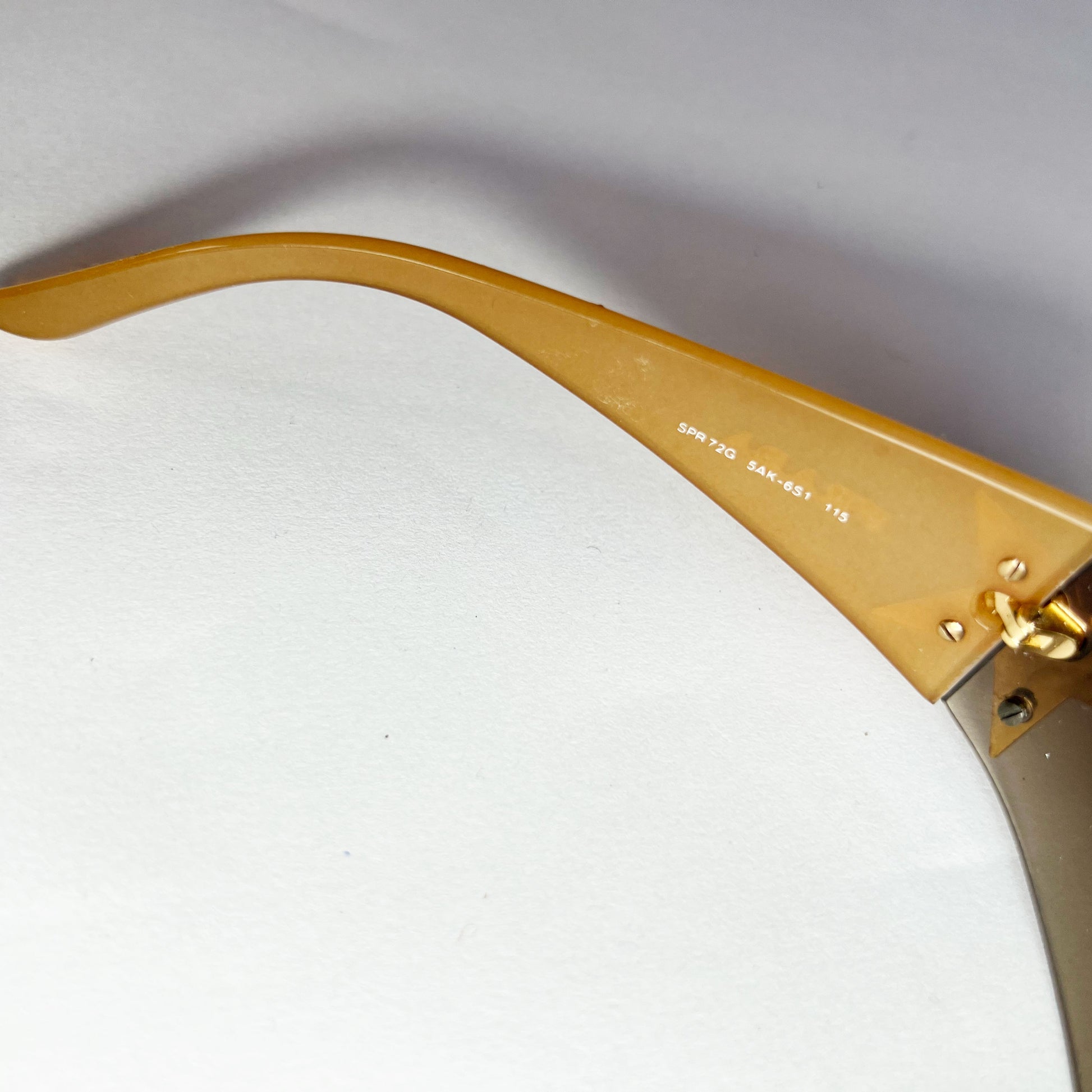 00's Prada Shield Sunglasses with Gold Star Detail in Tortoiseshell 