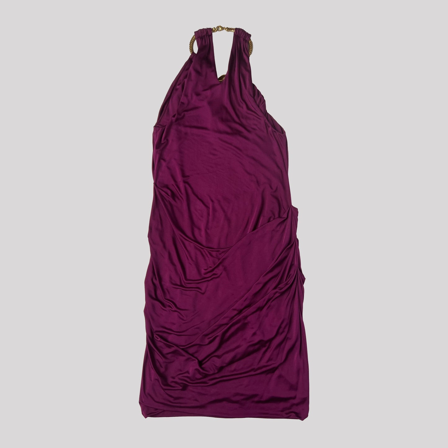 00's Roberto Cavalli Cocktail Dress with Snake Necklace in Purple - M 