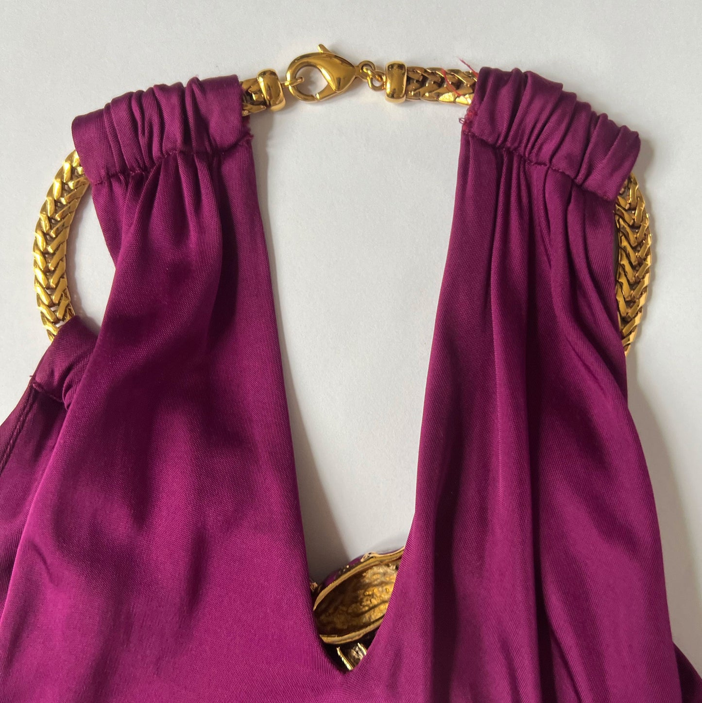 00's Roberto Cavalli Cocktail Dress with Snake Necklace in Purple - M 