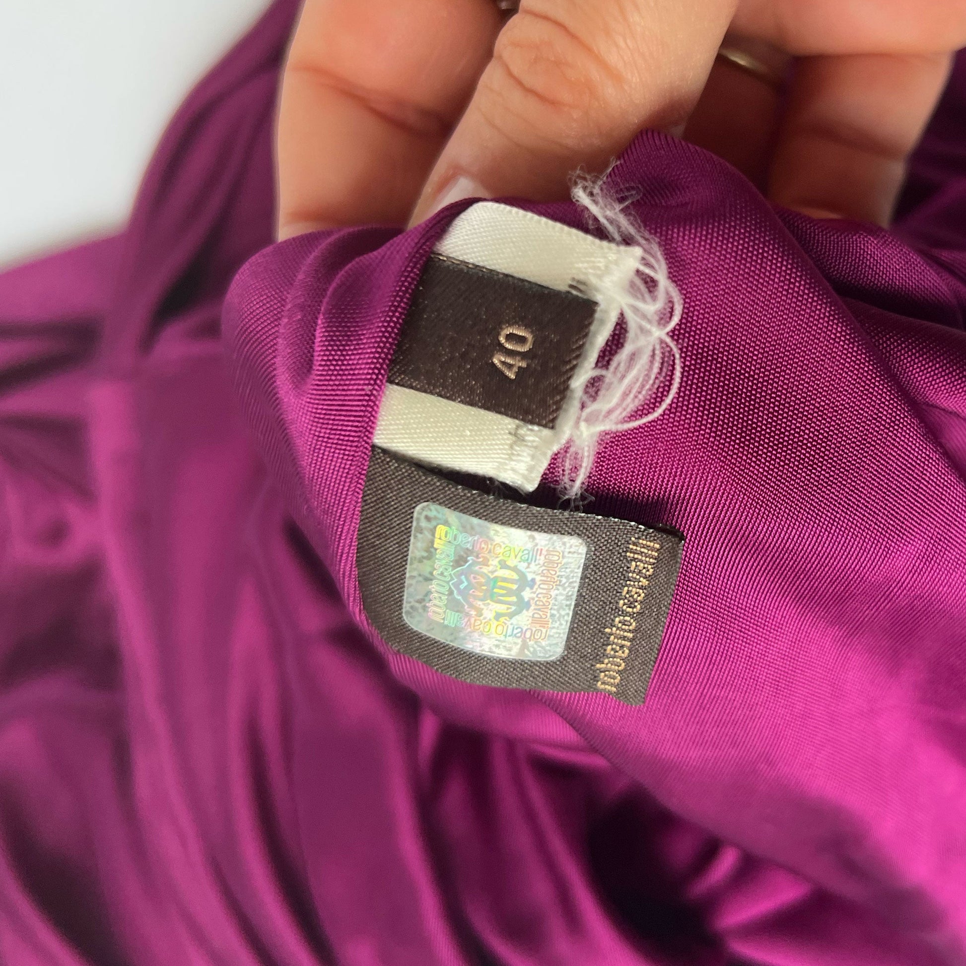 00's Roberto Cavalli Cocktail Dress with Snake Necklace in Purple - M 