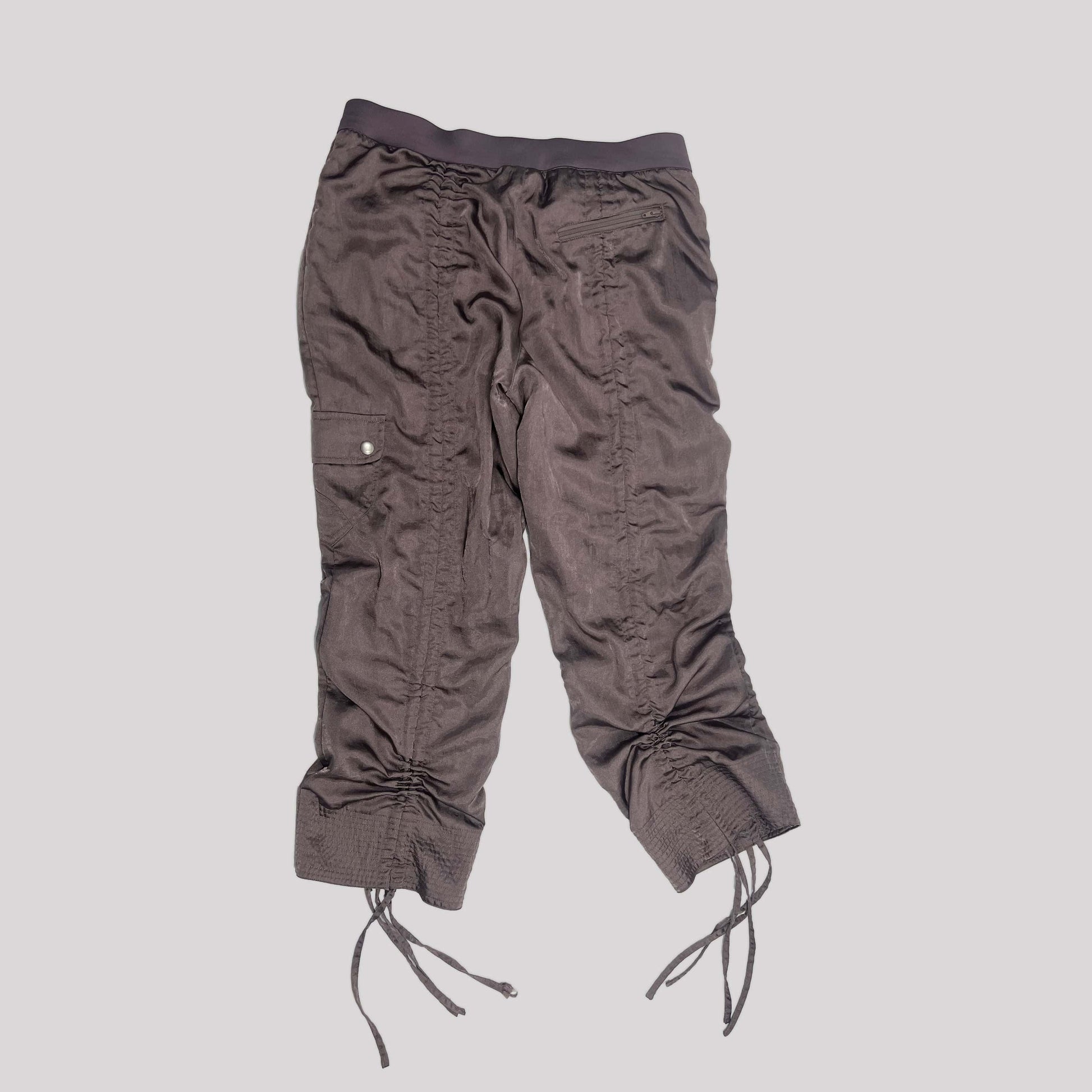 00's Ruched Satin Capri Trousers in Mauve - M 