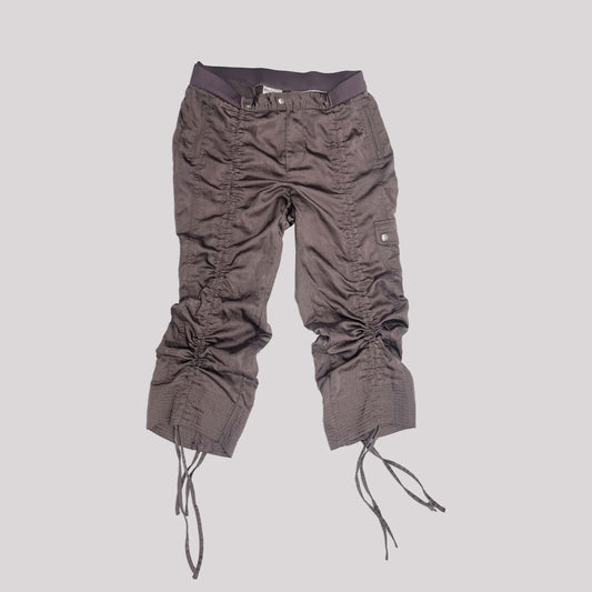 00's Ruched Satin Capri Trousers in Mauve - M 