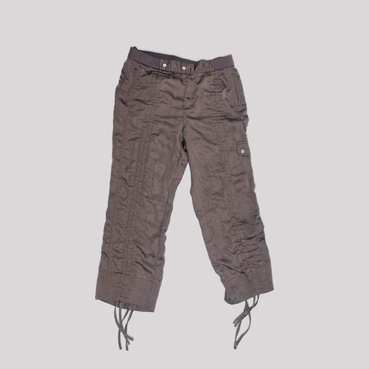 00's Ruched Satin Capri Trousers in Mauve - M 
