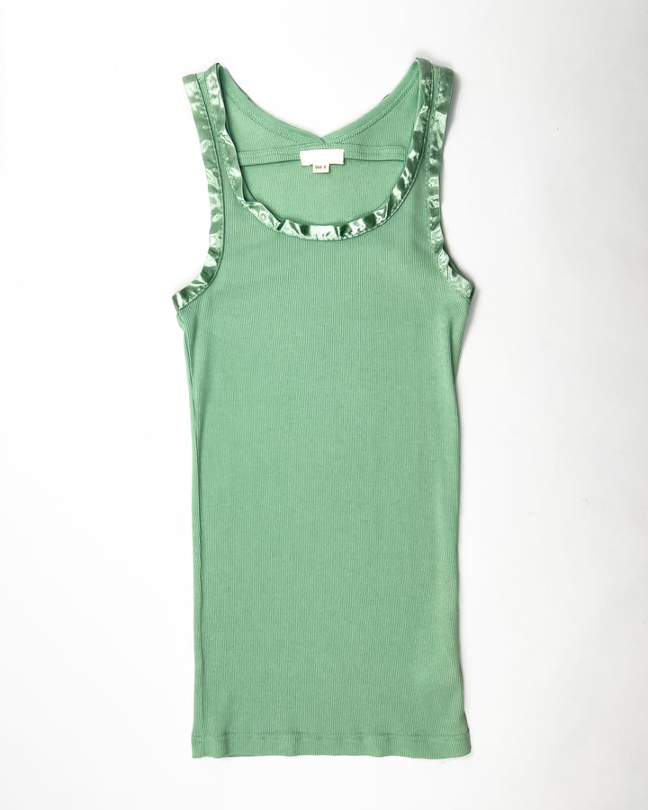 00's Deadstock Diesel Tank Top with Ribbon Trim Detail in Aqua - S