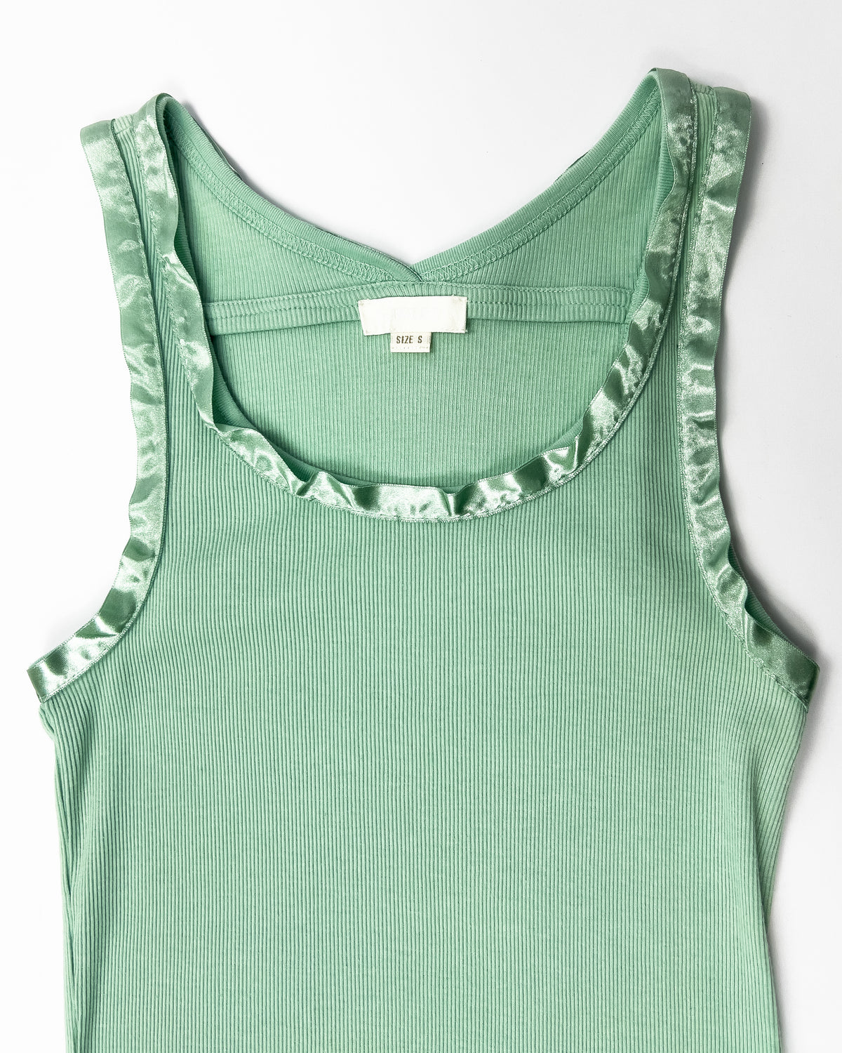 00's Deadstock Diesel Tank Top with Ribbon Trim Detail in Aqua - S