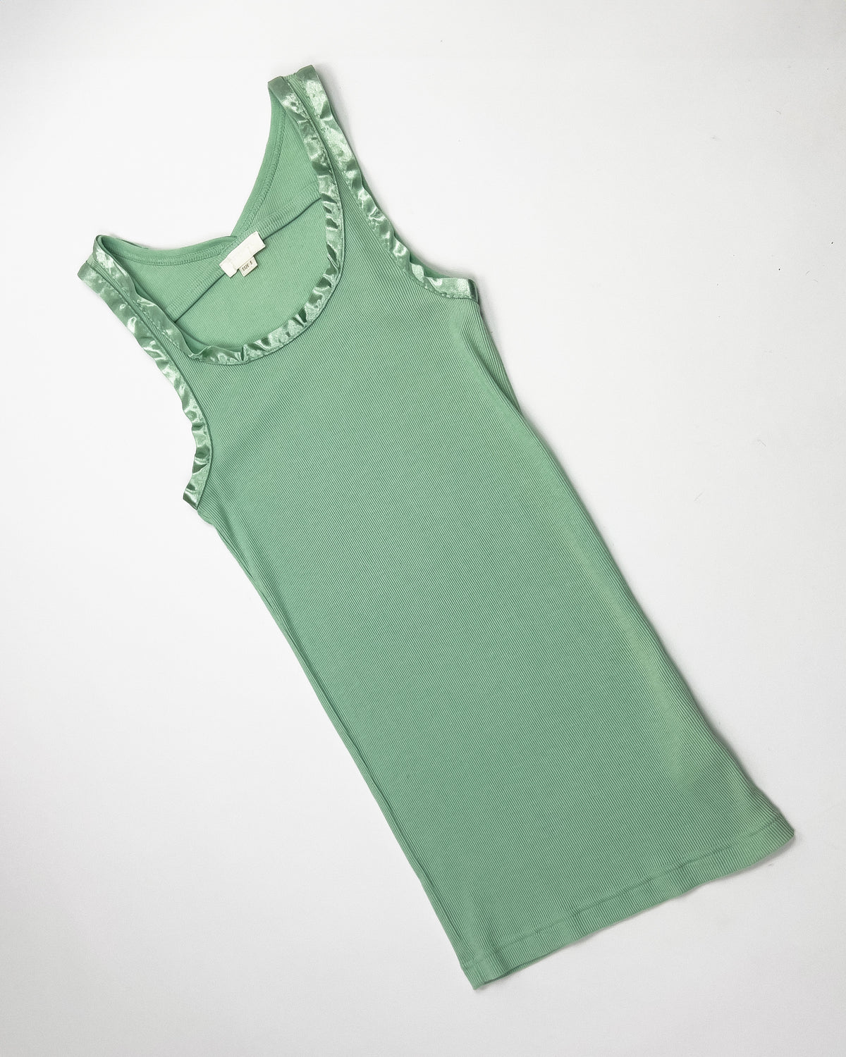 00's Deadstock Diesel Tank Top with Ribbon Trim Detail in Aqua - S
