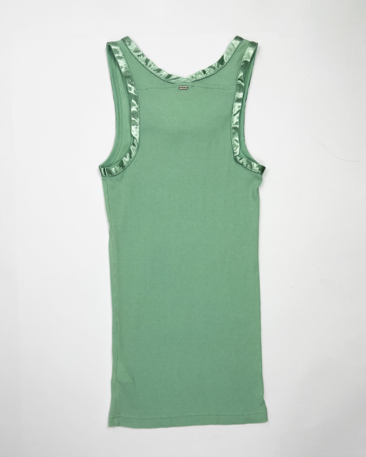 00's Deadstock Diesel Tank Top with Ribbon Trim Detail in Aqua - S