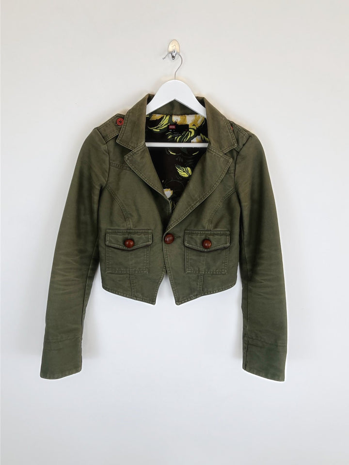 00's Diesel Cropped Military Jacket in Khaki - S