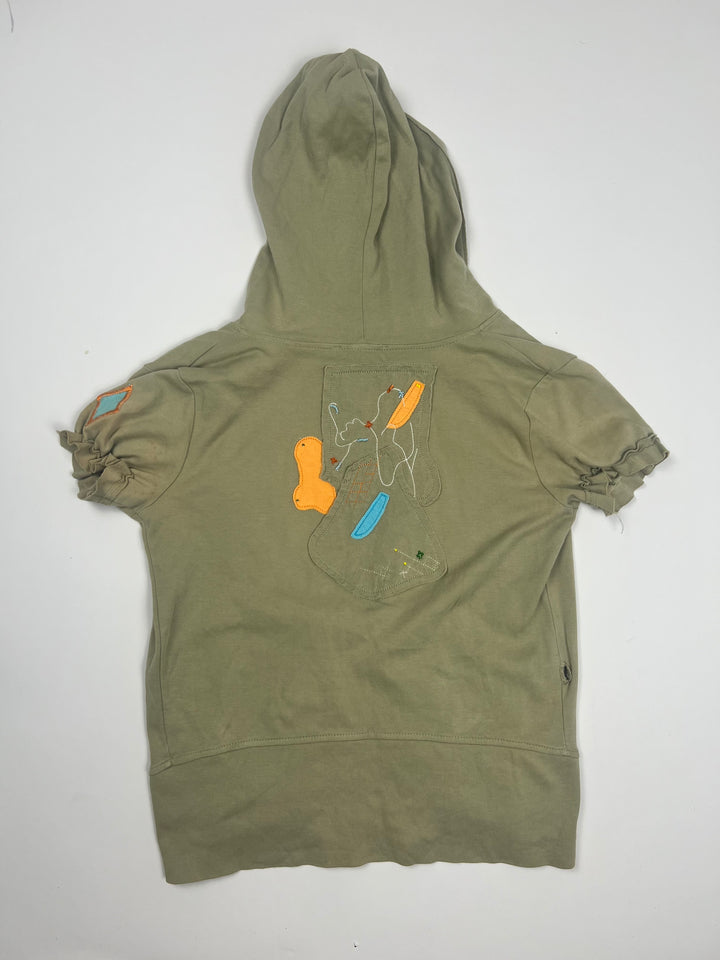 00's Diesel Tie Wrap Top with Beaded Detailing & Hood in Khaki - L