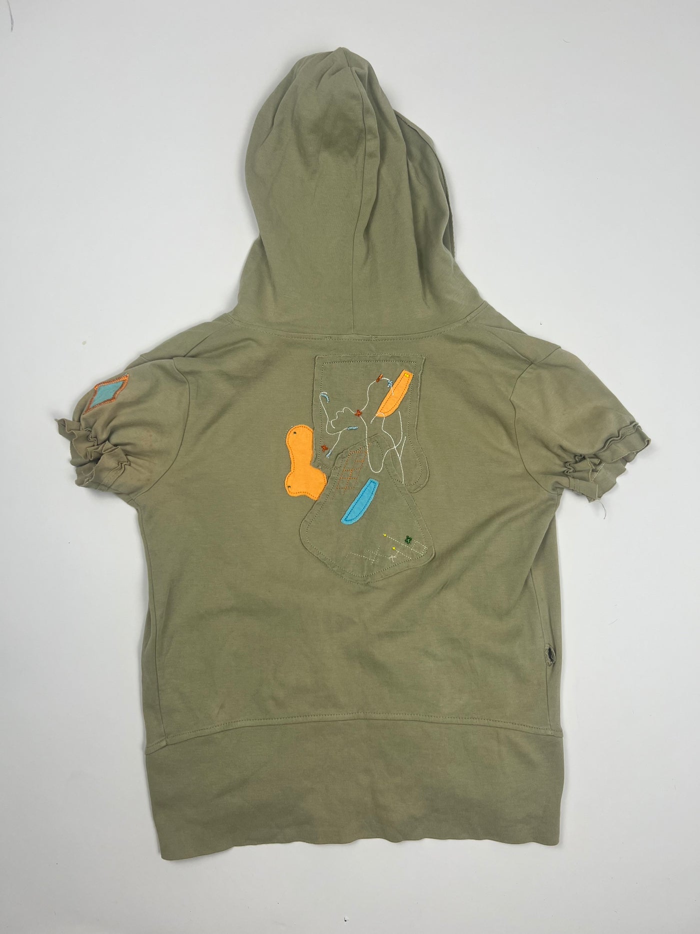 00's Diesel Tie Wrap Top with Beaded Detailing & Hood in Khaki - L