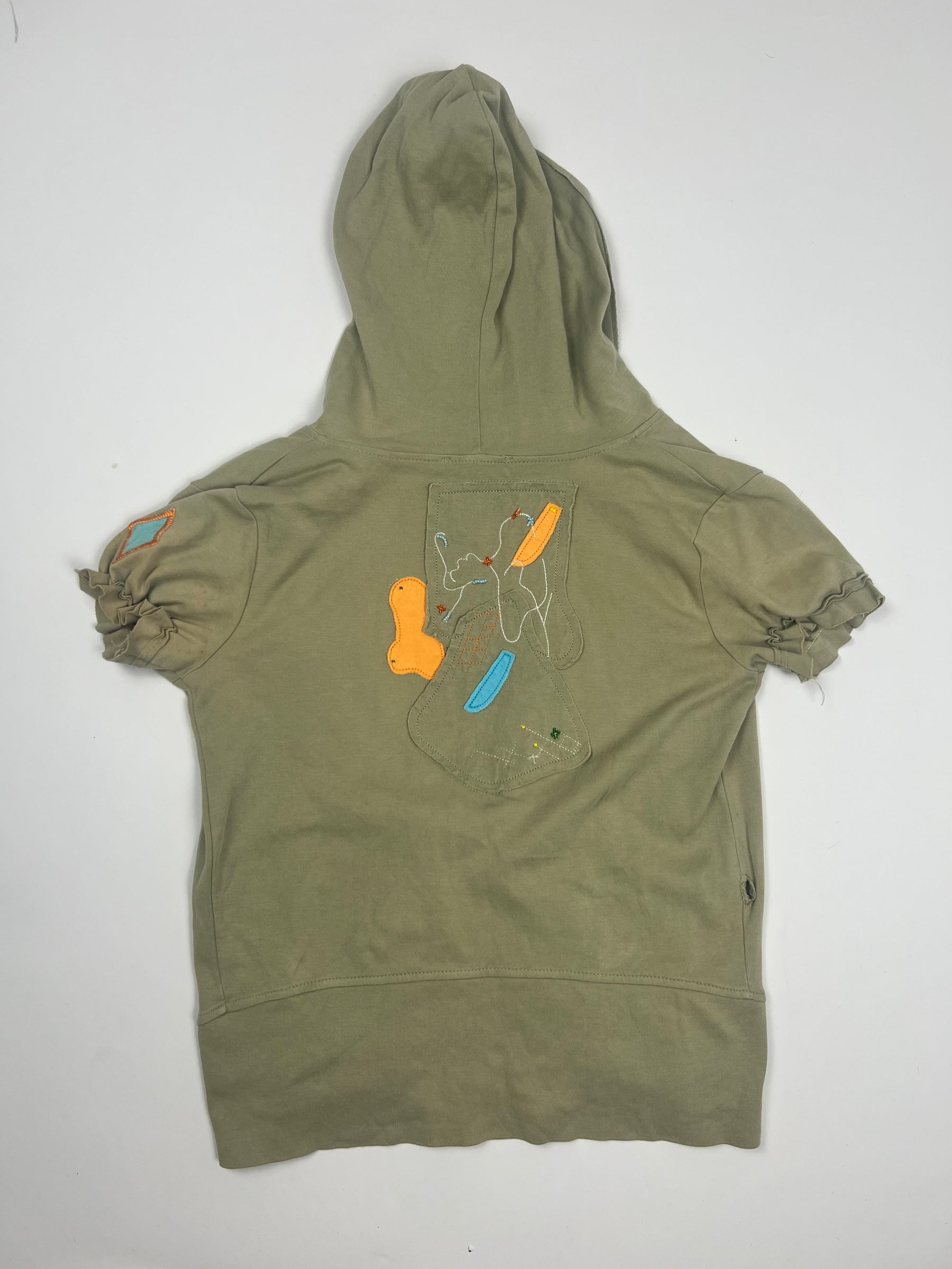 00's Diesel Tie Wrap Top with Beaded Detailing & Hood in Khaki - L