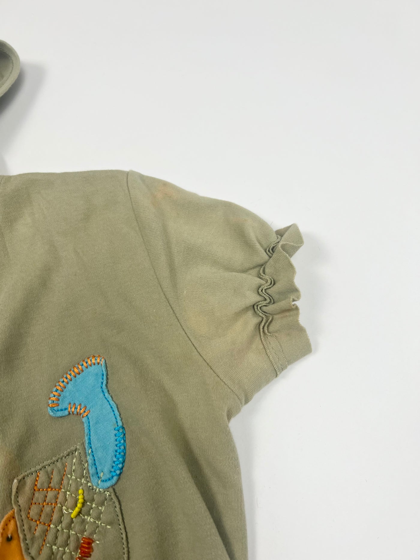 00's Diesel Tie Wrap Top with Beaded Detailing & Hood in Khaki - L