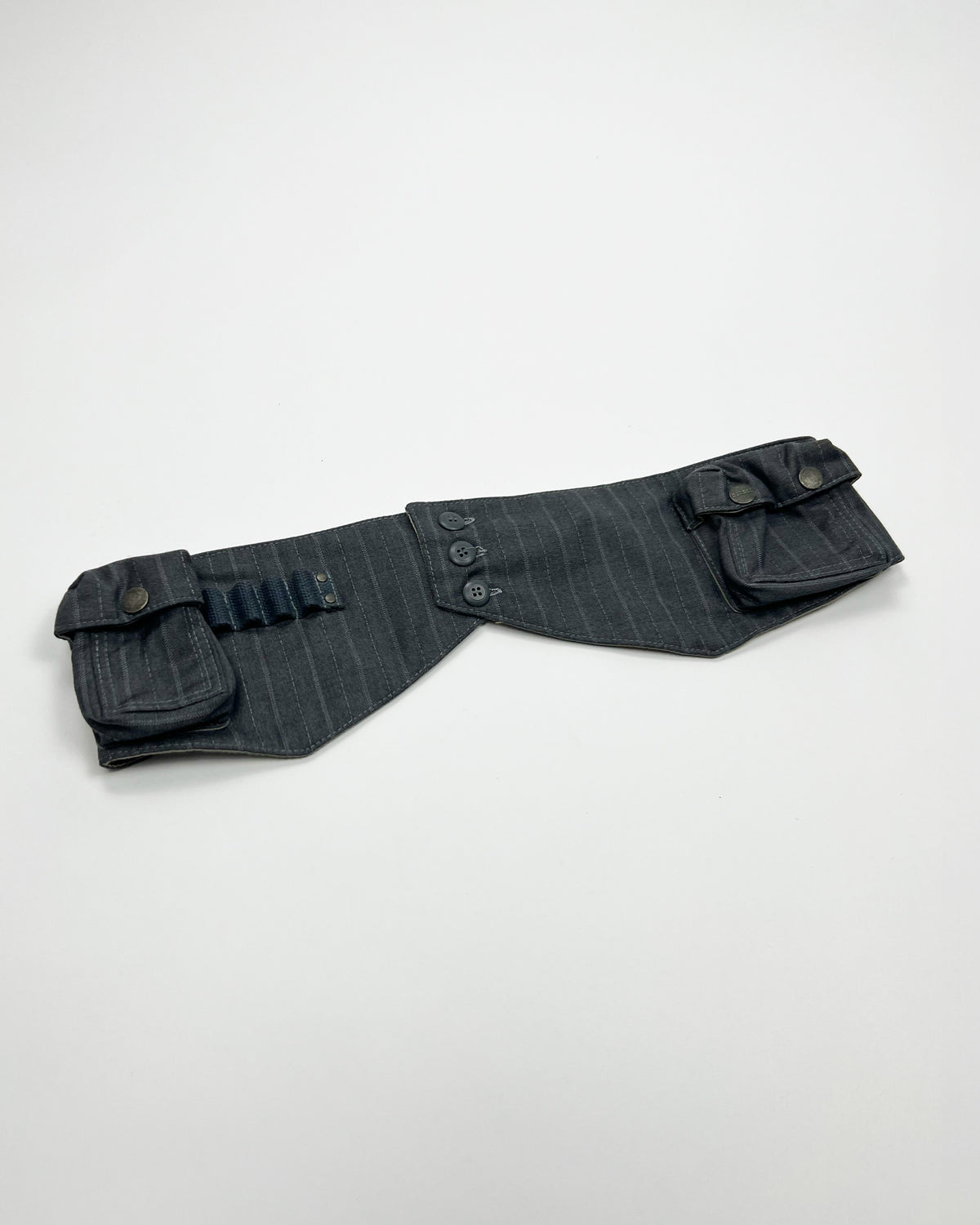 00's Diesel Utility Pocket Belt in Grey Pinstripe / Leather
