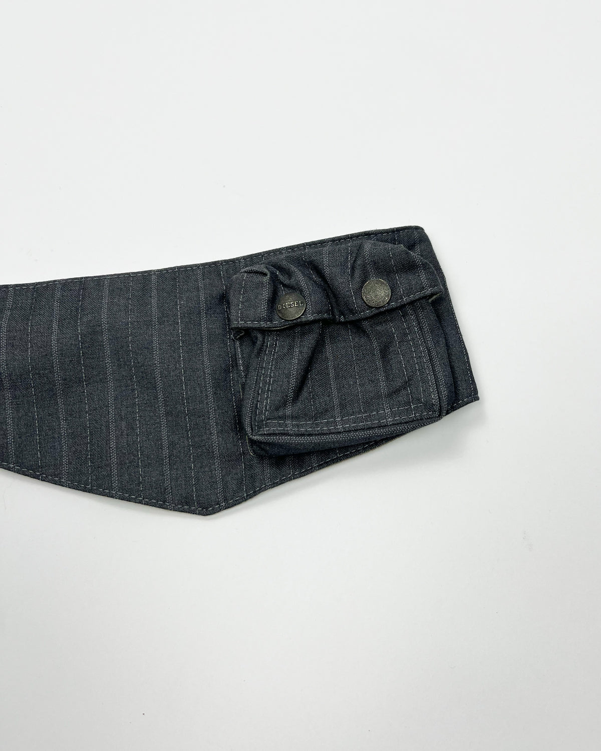 00's Diesel Utility Pocket Belt in Grey Pinstripe / Leather