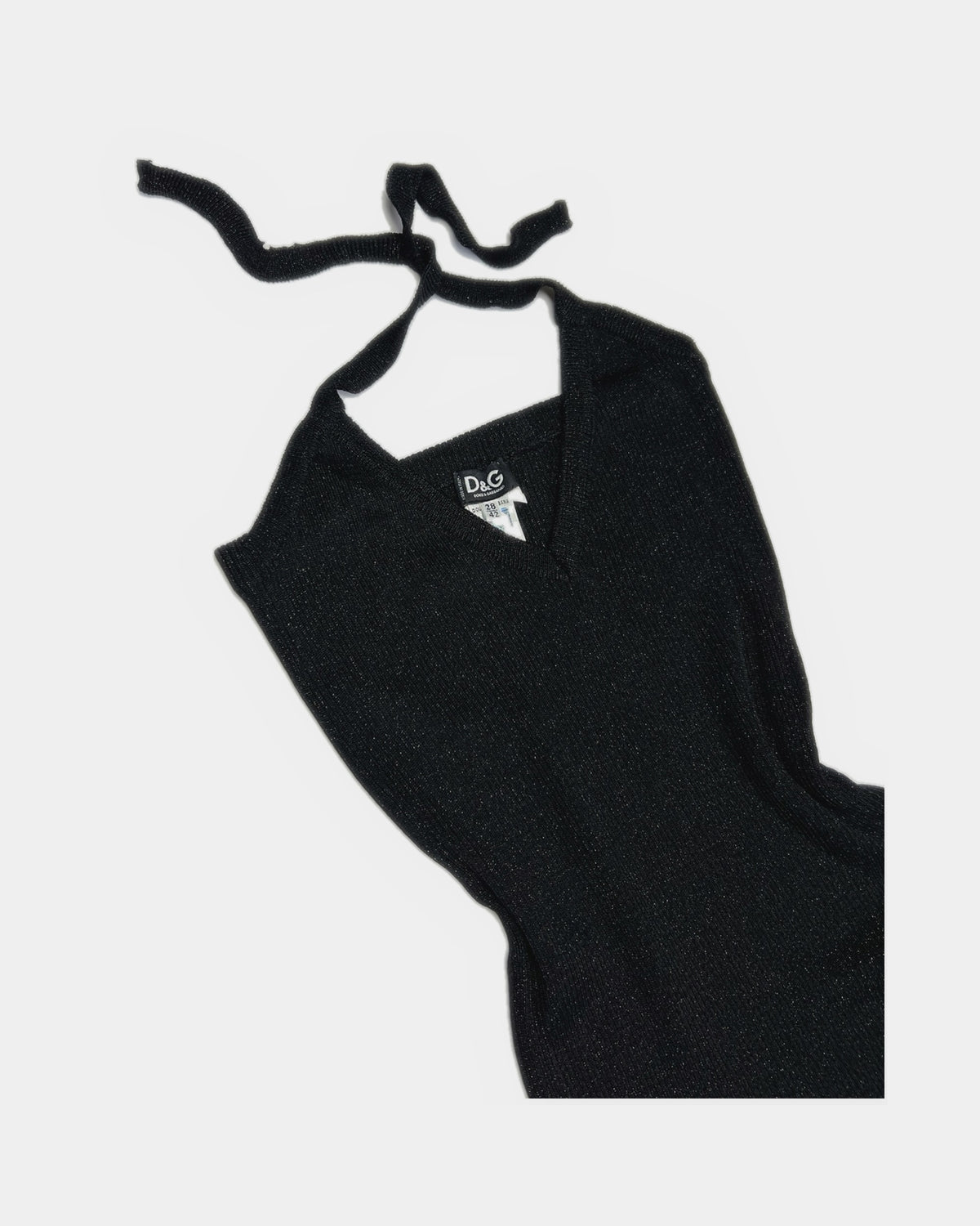 00's Dolce & Gabanna Halterneck Knit Top in Black with Silver Sheen - S