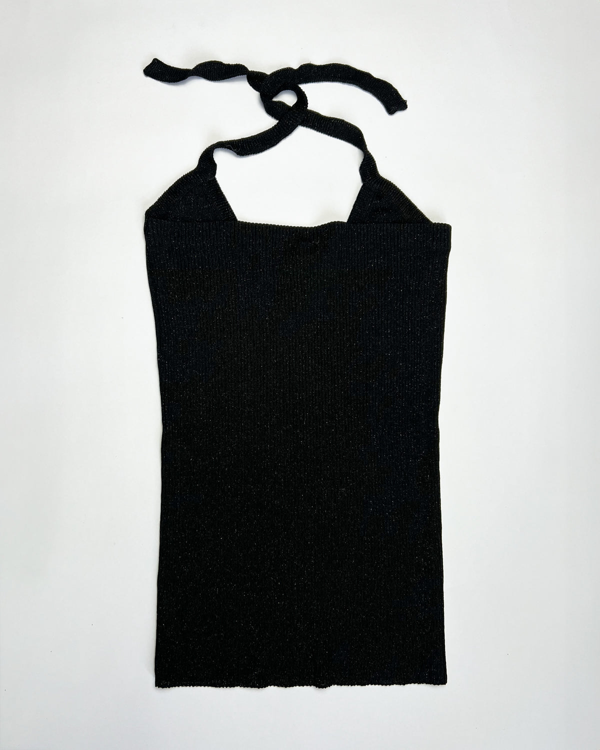 00's Dolce & Gabanna Halterneck Knit Top in Black with Silver Sheen - S