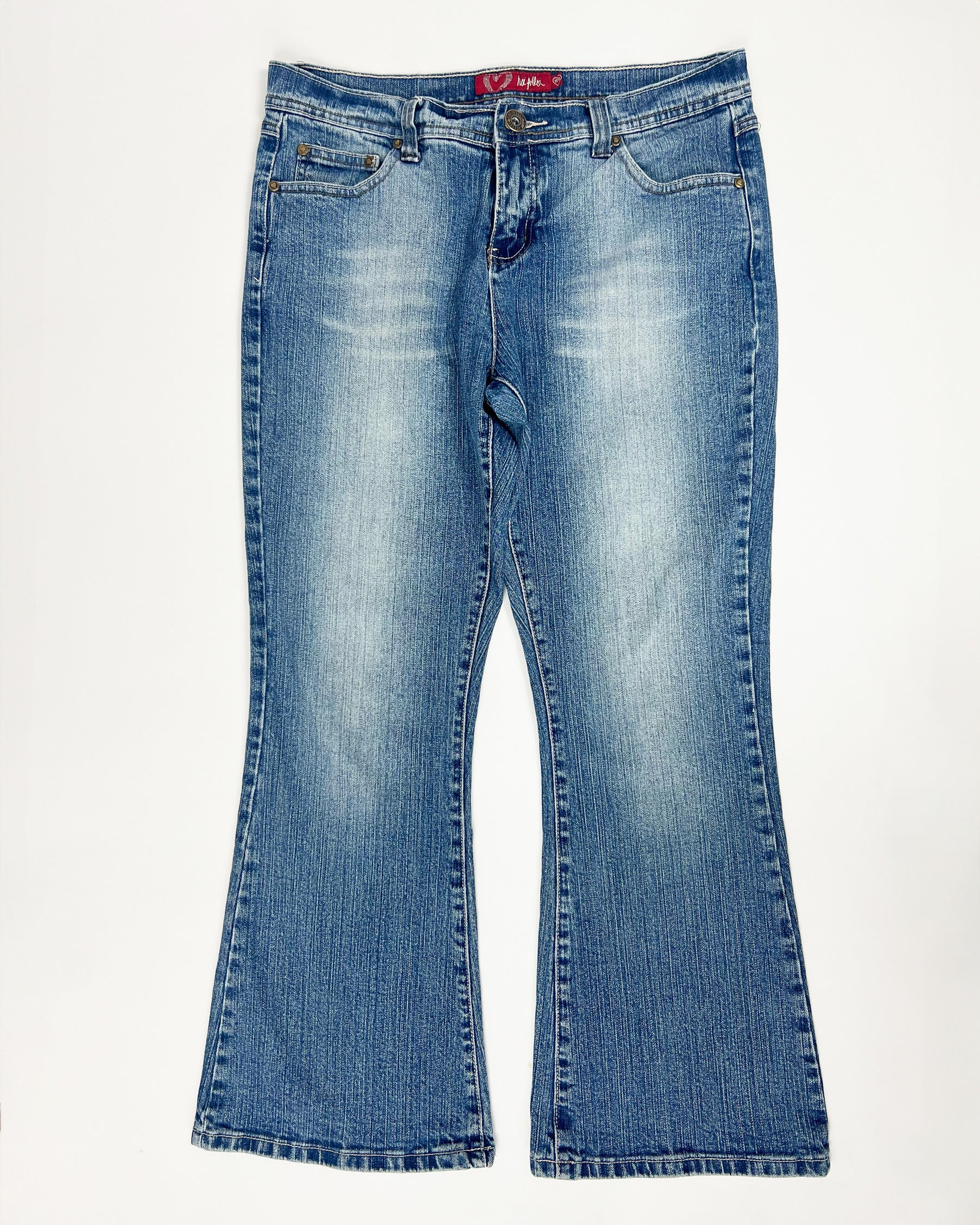 00's Hoi Polloi Low Rise Boot Cut Jeans in Mid Wash Blue Denim - W32