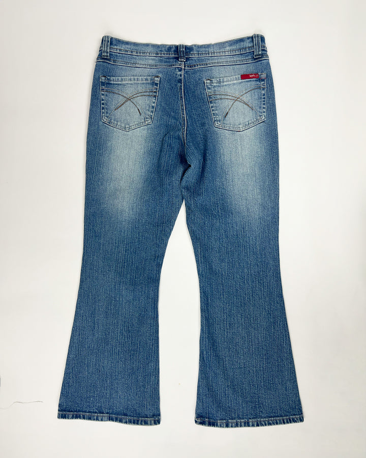 00's Hoi Polloi Low Rise Boot Cut Jeans in Mid Wash Blue Denim - W32