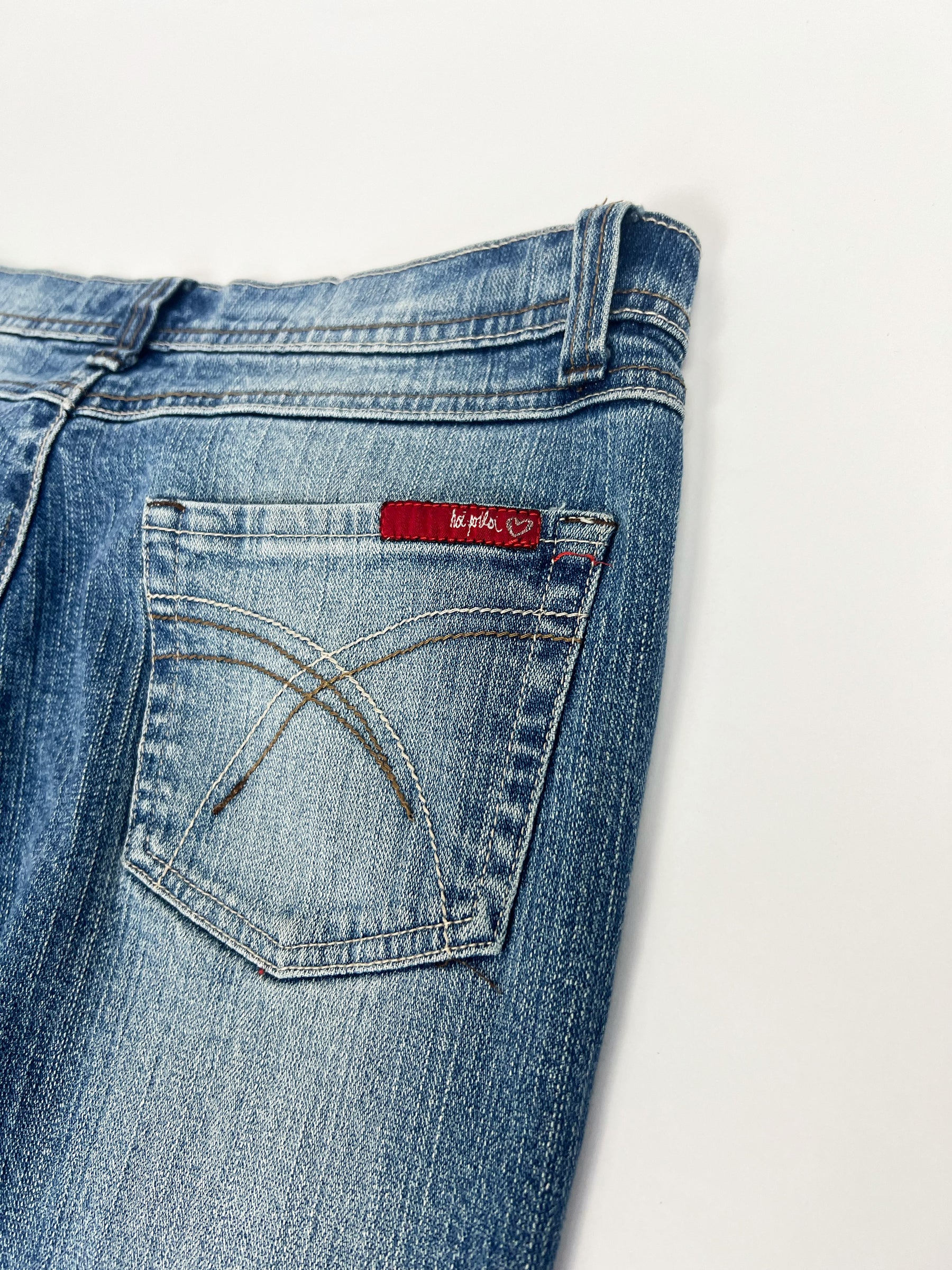 00's Hoi Polloi Low Rise Boot Cut Jeans in Mid Wash Blue Denim - W32