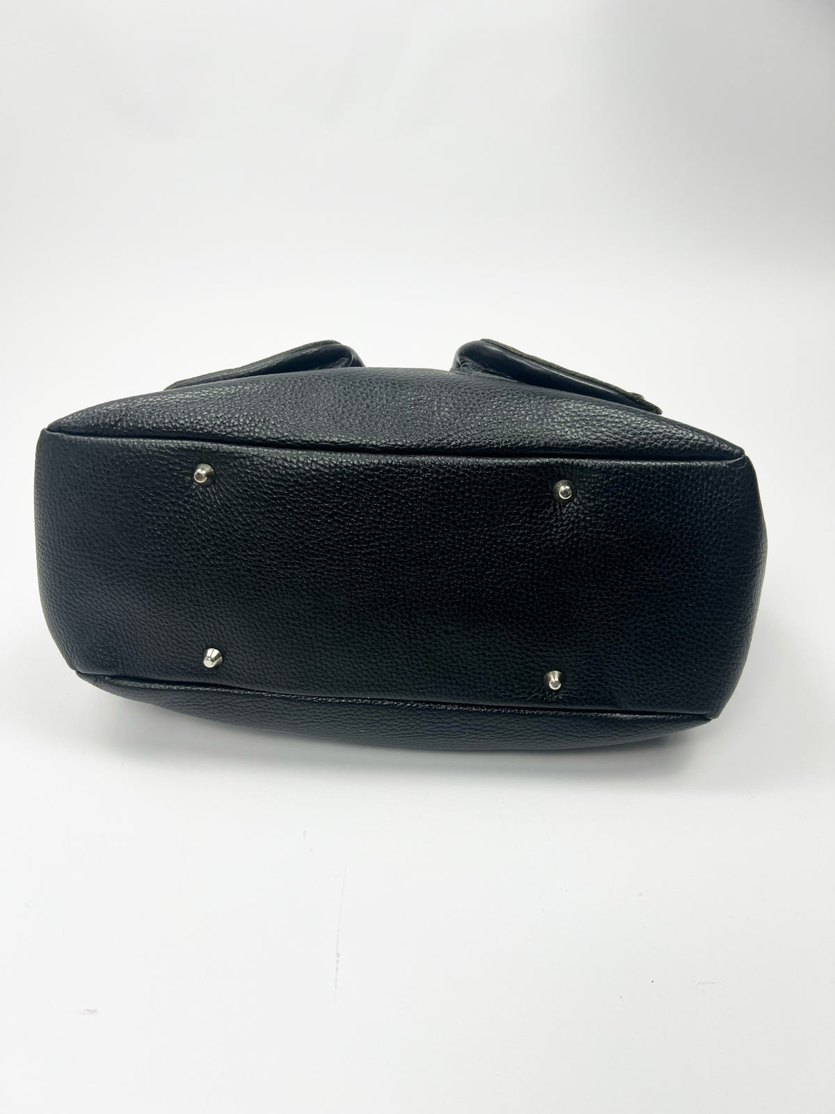 00's Jil Sander Pebbled Leather Pocket Tote Bag in Black