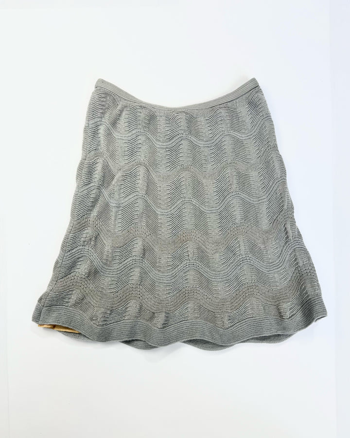 00's Missoni Crochet Knit Mini Skirt in Grey - XS