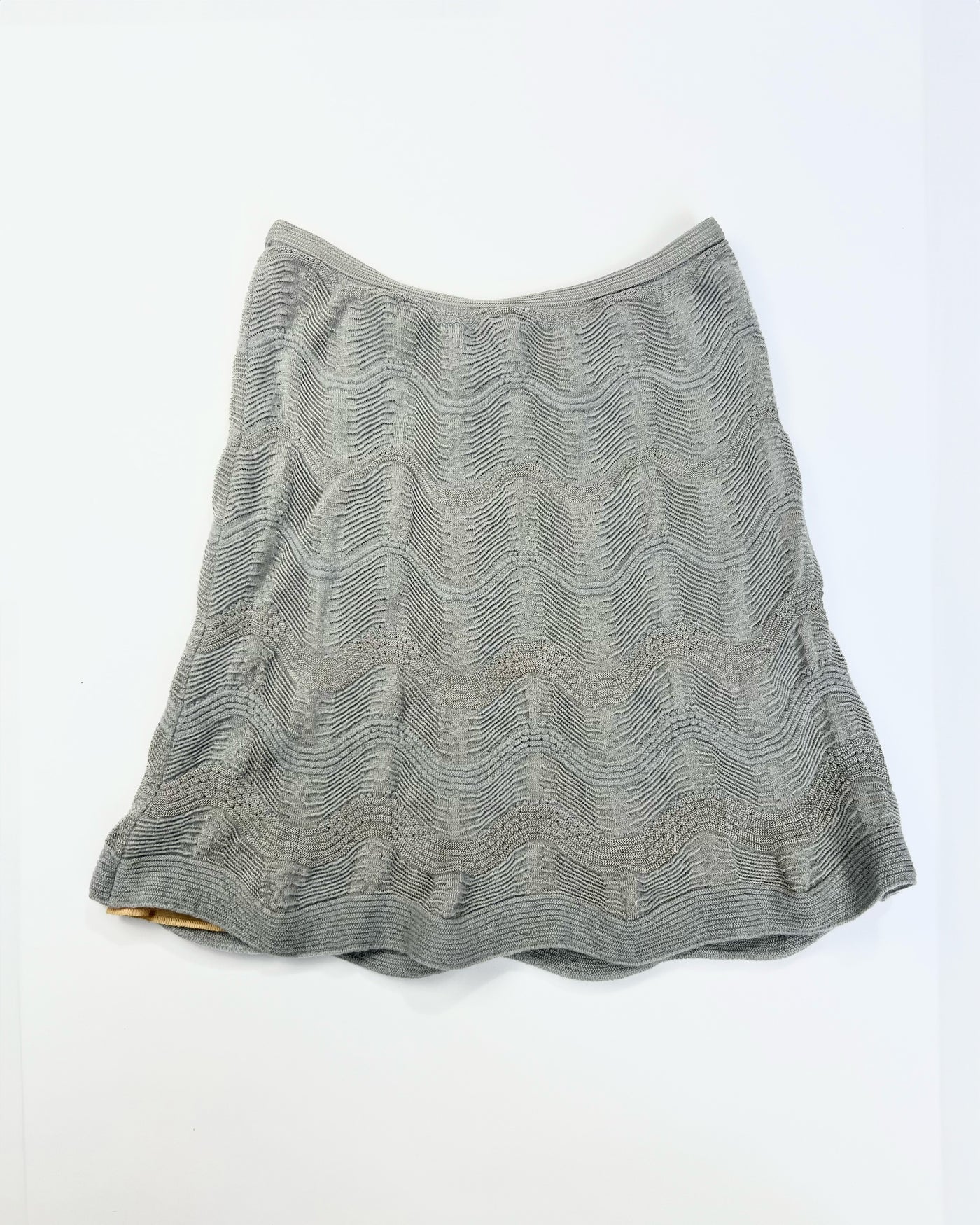 00's Missoni Crochet Knit Mini Skirt in Grey - XS