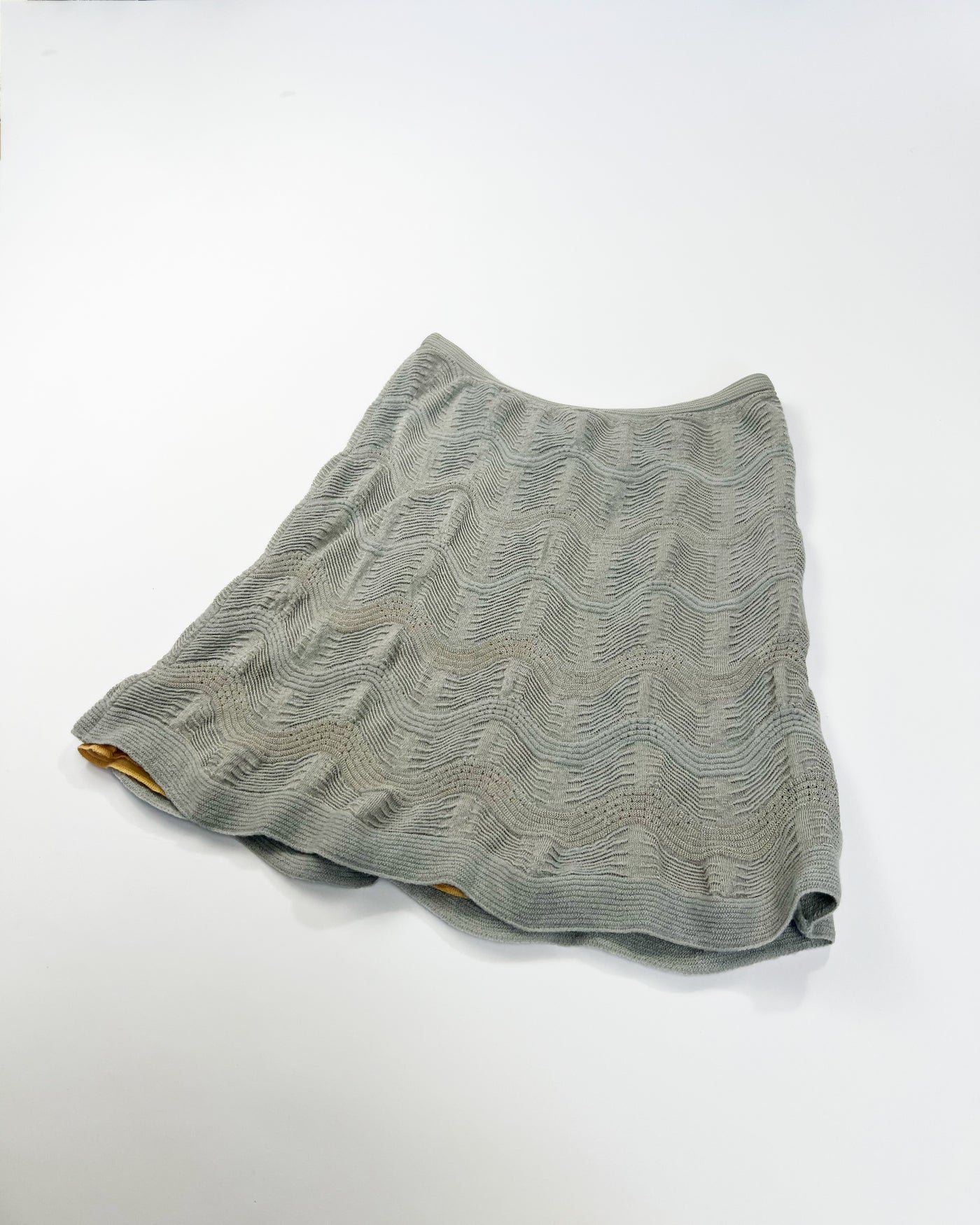 00's Missoni Crochet Knit Mini Skirt in Grey - XS