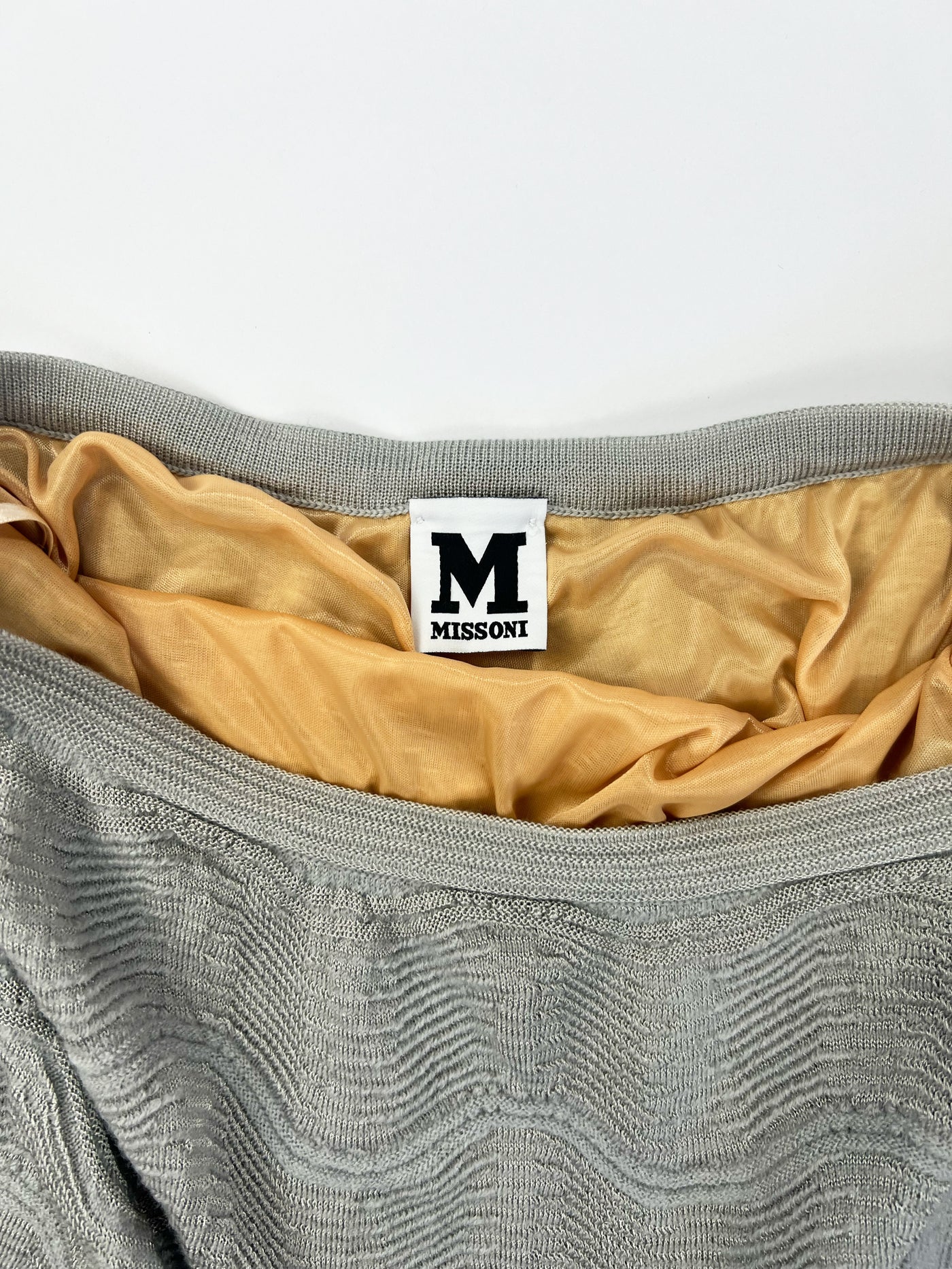 00's Missoni Crochet Knit Mini Skirt in Grey - XS