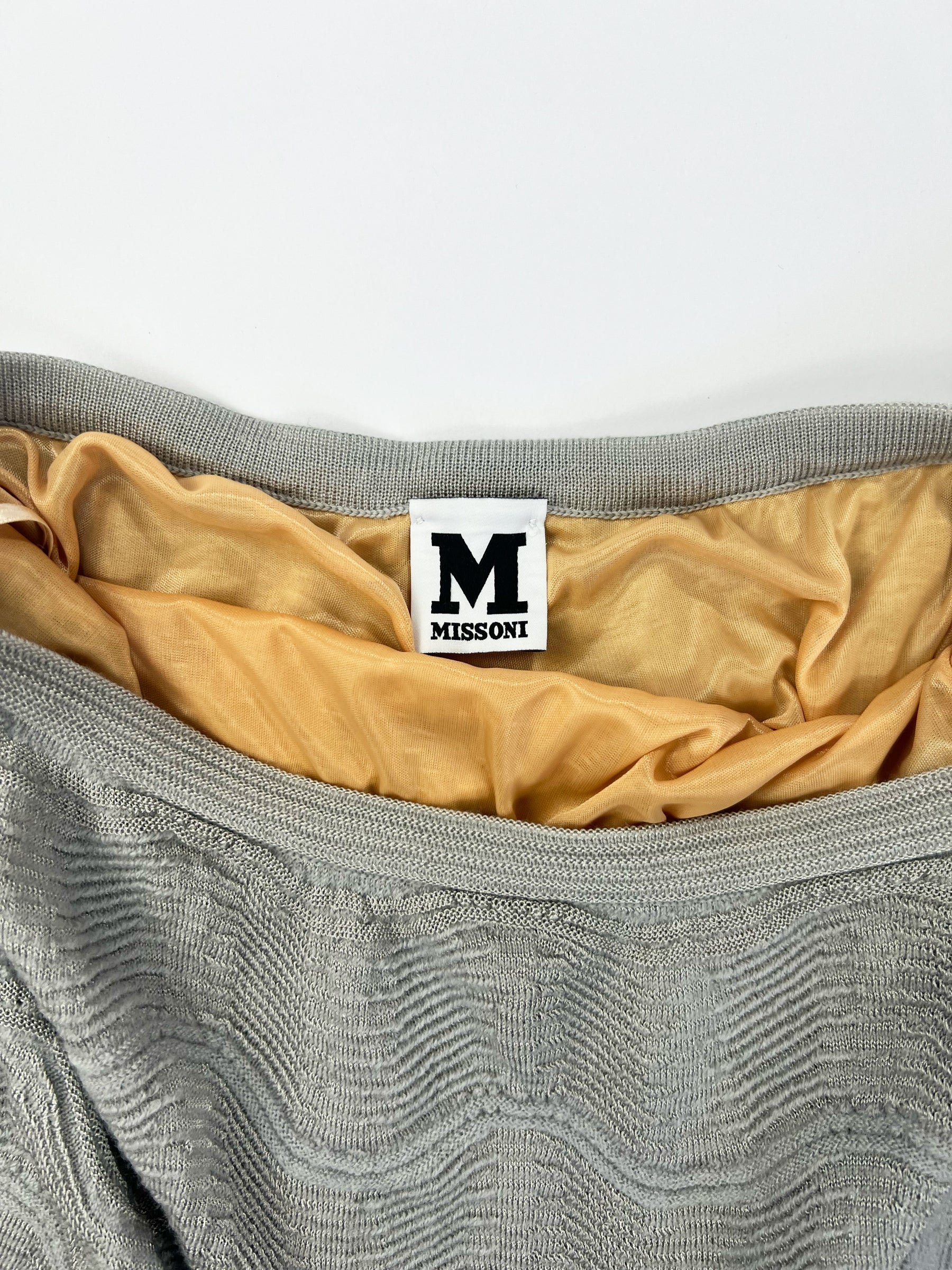 00's Missoni Crochet Knit Mini Skirt in Grey - XS