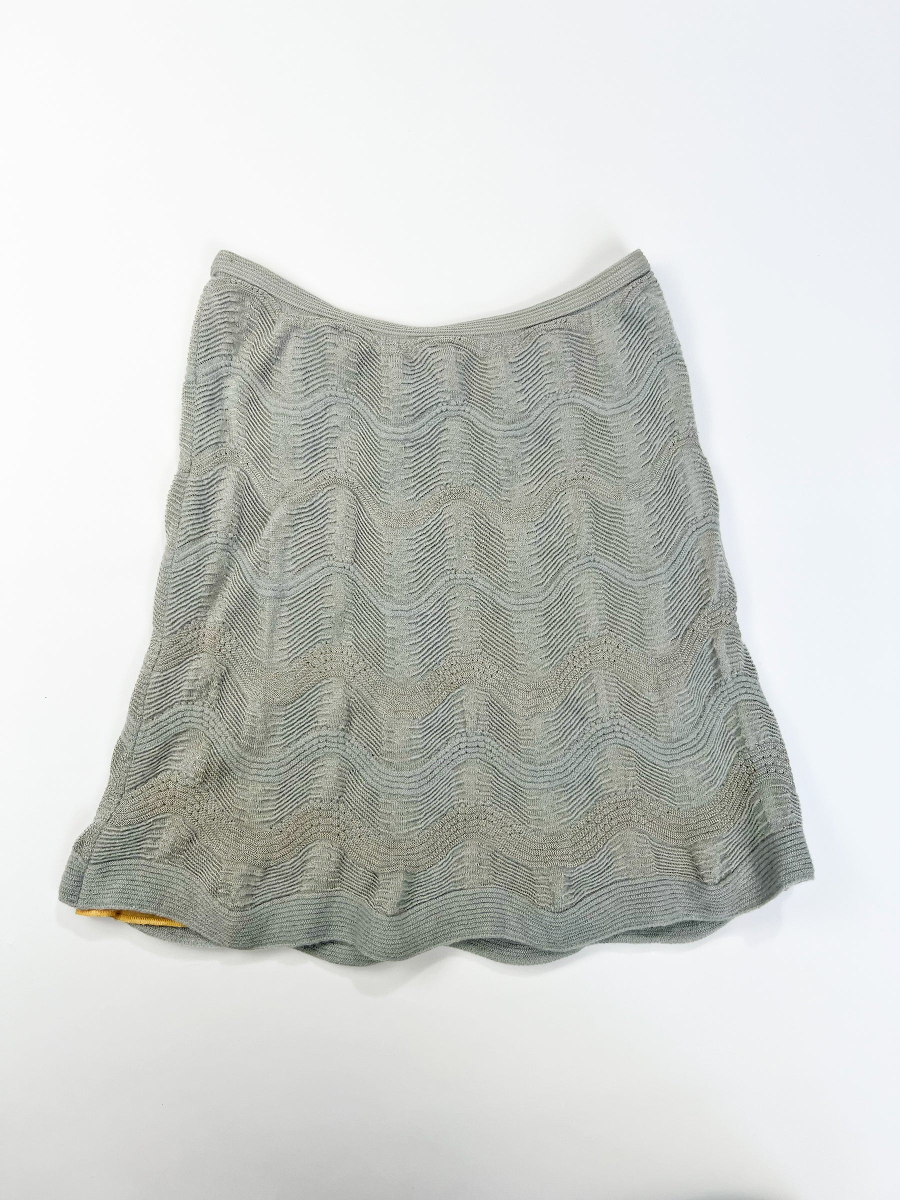 00's Missoni Crochet Knit Mini Skirt in Grey - XS