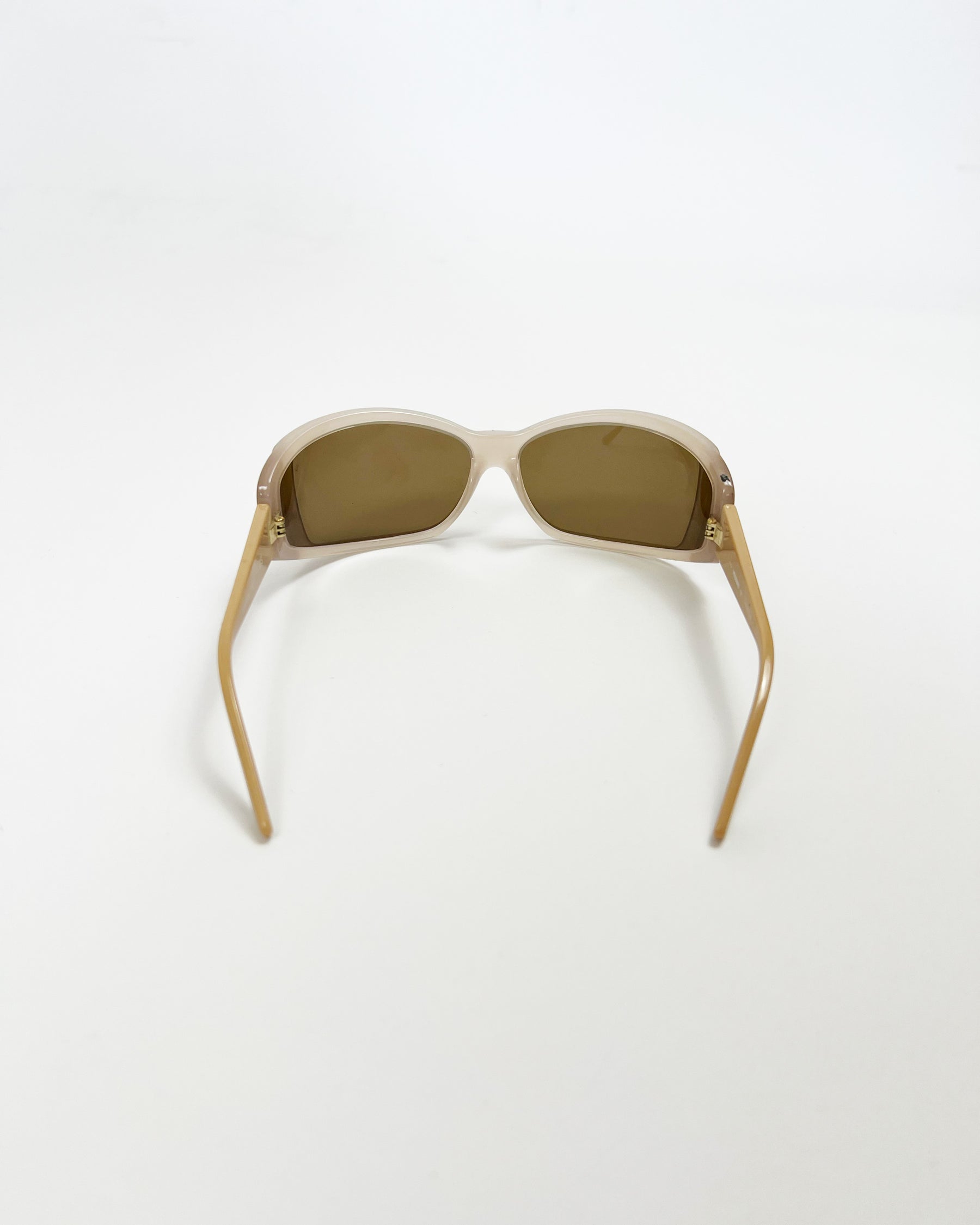 00's Missoni Wrap Around Sunglasses in Tan/ Cream / Gold