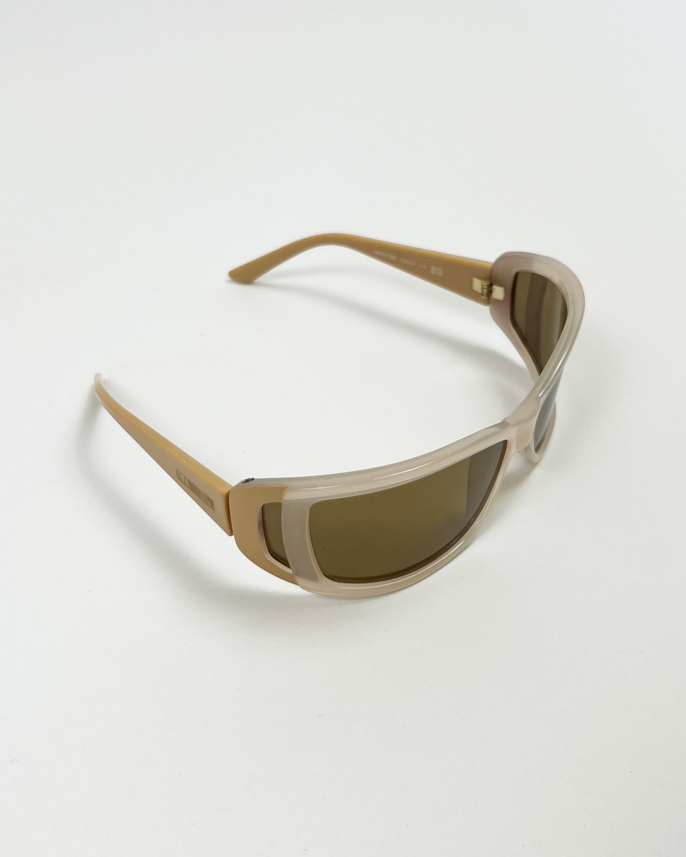 00's Missoni Wrap Around Sunglasses in Tan/ Cream / Gold