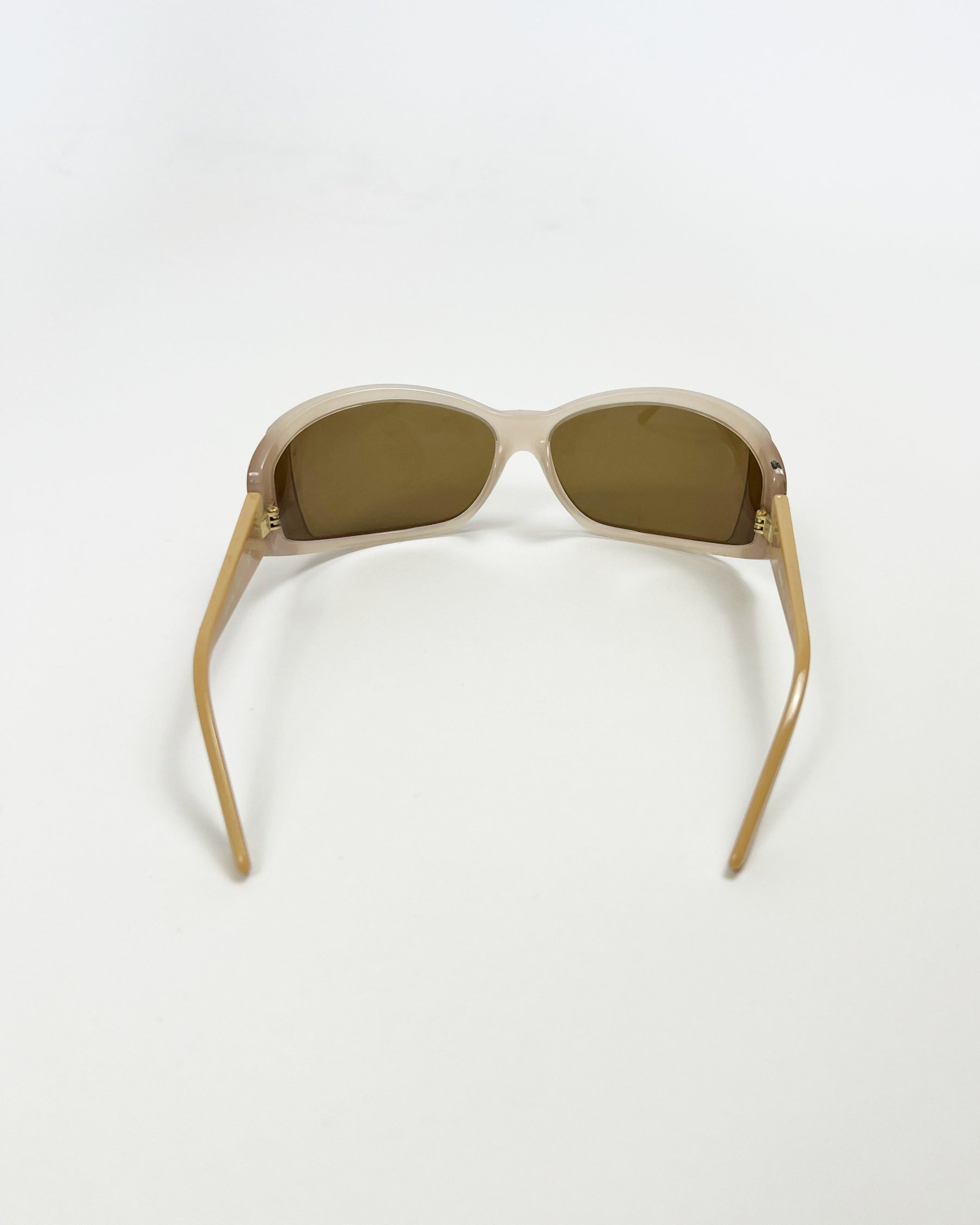 00's Missoni Wrap Around Sunglasses in Tan/ Cream / Gold