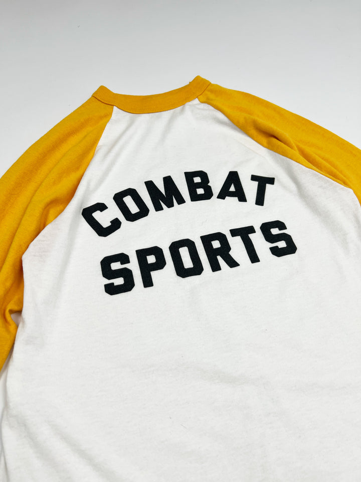 00's Raglan Baseball 3/4 Sleeve TShirt in White / Yellow - S