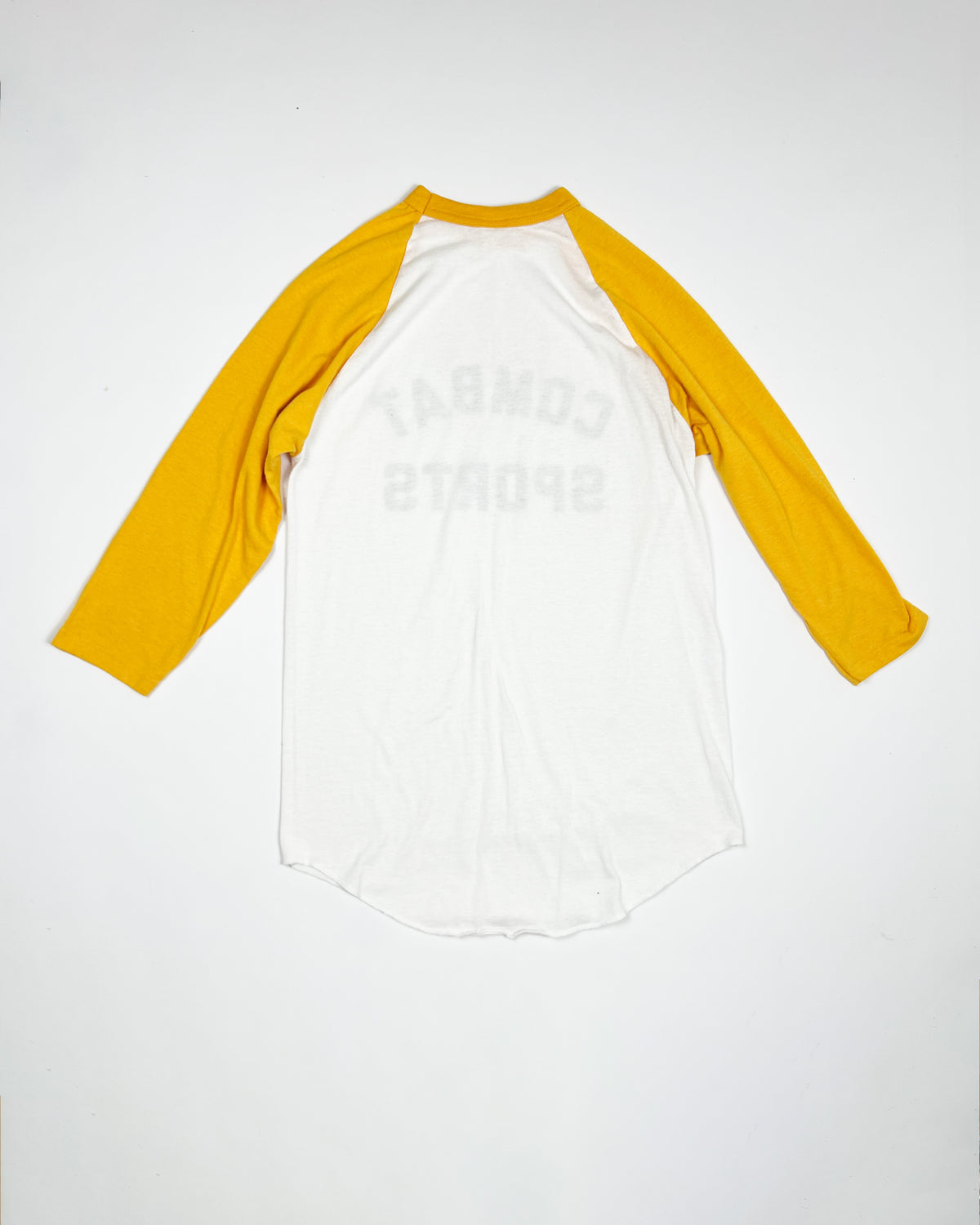 00's Raglan Baseball 3/4 Sleeve TShirt in White / Yellow - S