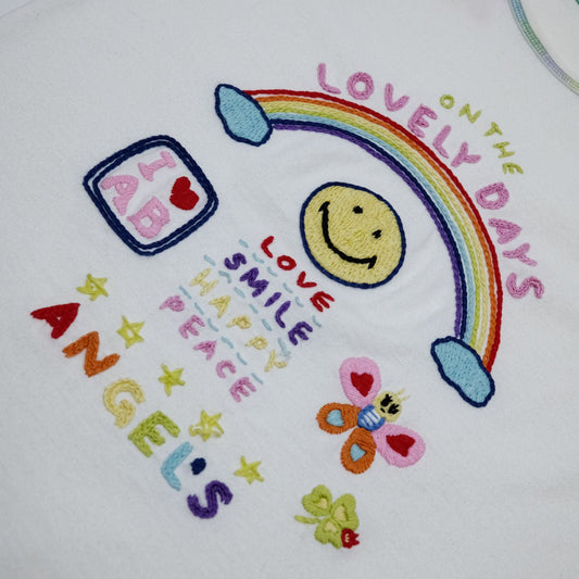 00's Angel Blue Embroidered Tank Top with Lovely Days Graphic - S/M - Confessions of a Hoarder Vintage