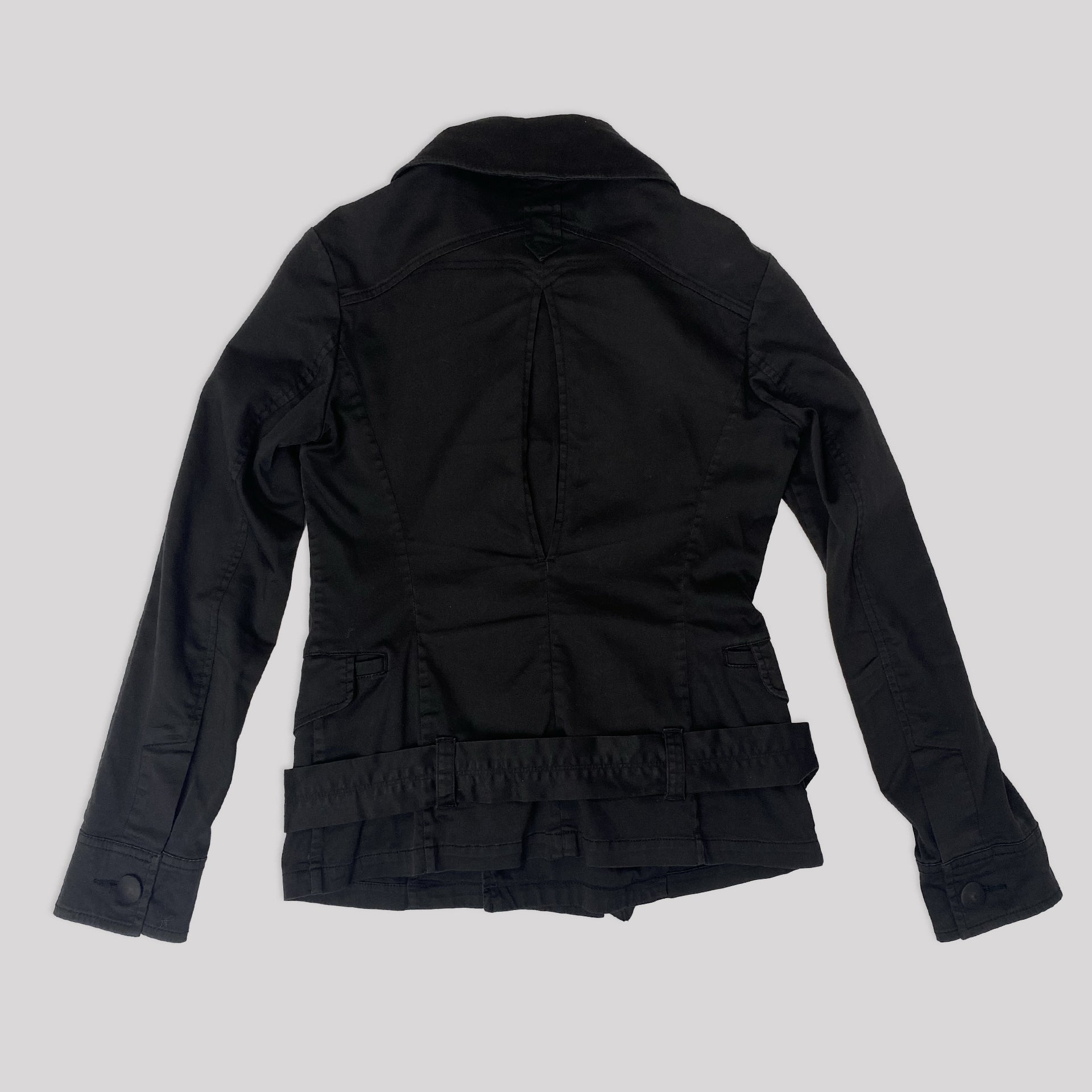 00's Diesel Short Trench Coat with Belted Waist in Black - S