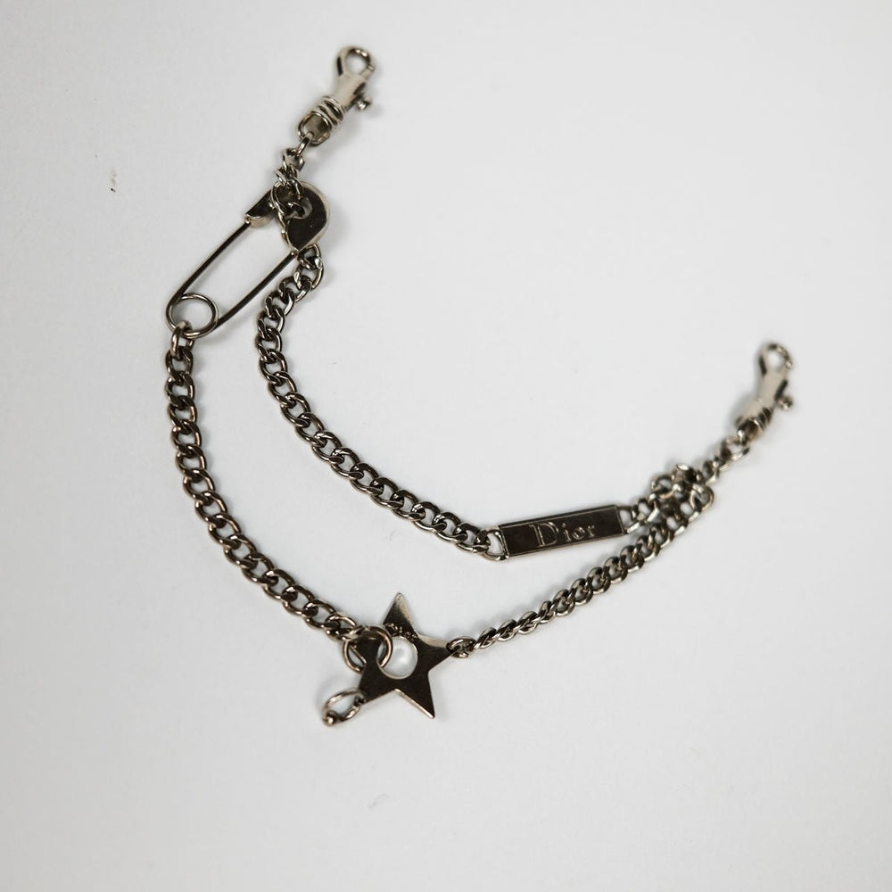 00's Dior by Galliano Pierced Star Charm Chain in Silver