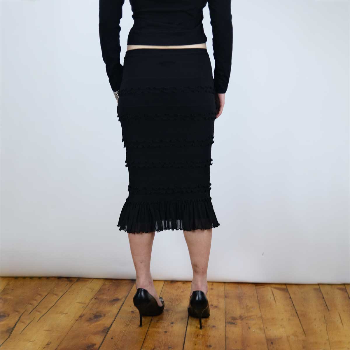 スカート Jean Paul GAULTIER 00s Frilled Skirt 00's Jean Paul Gaultier Mesh Flounce Midi Skirt with Lettuce