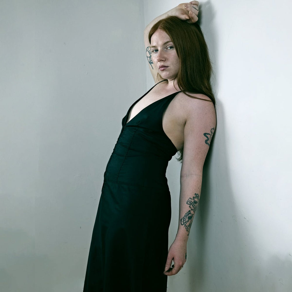 00's Miu Miu Halterneck Dress with Hook & Eye Detail in Black - M
