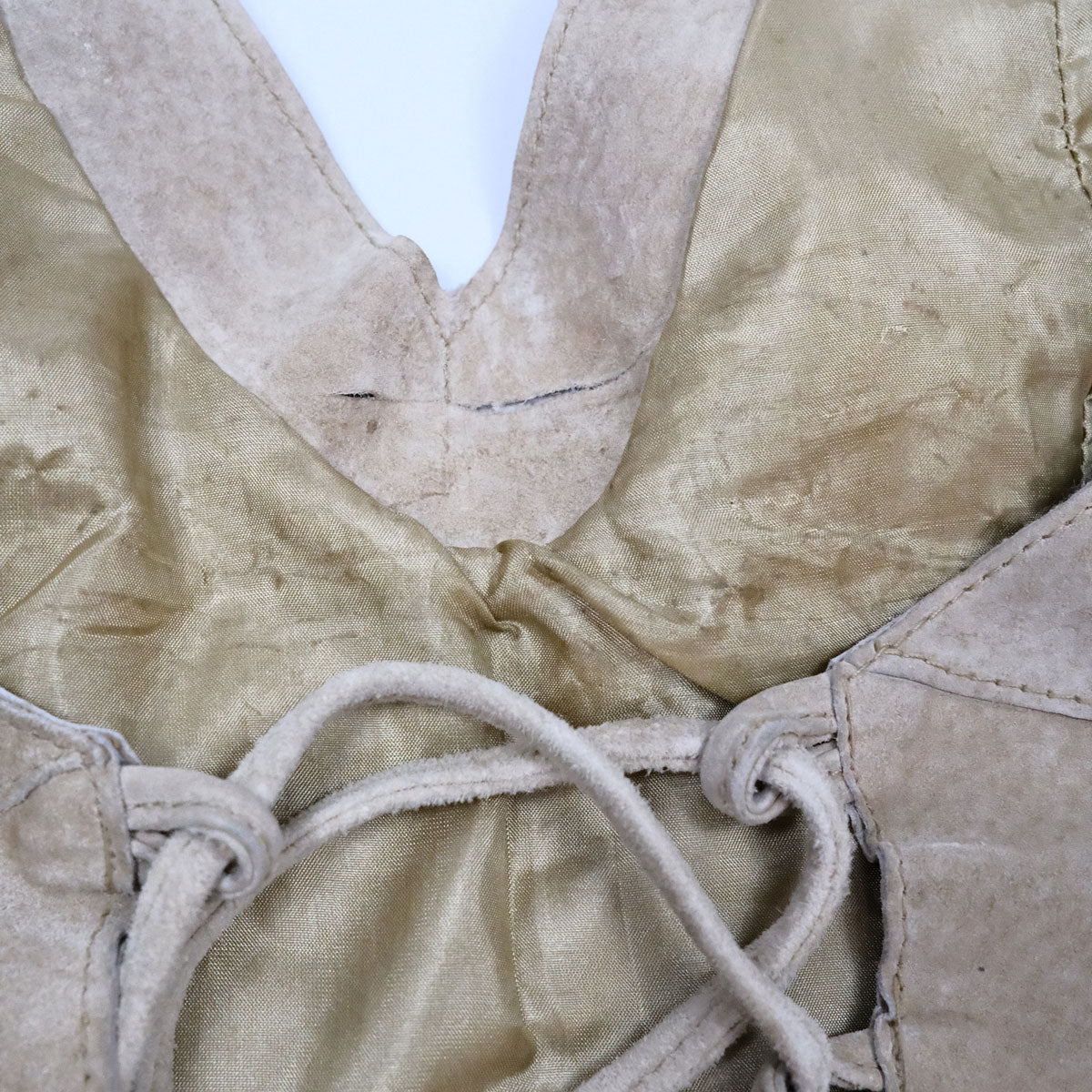 00's Morgan De Toi Suede Halterneck Top with Corseted Back in Tan - XS / S - Confessions of a Hoarder Vintage