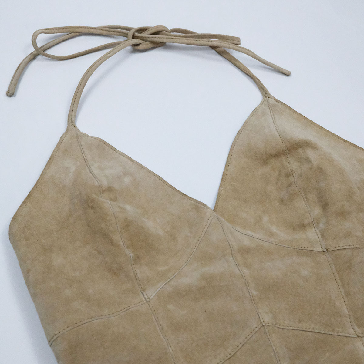 00's Morgan De Toi Suede Halterneck Top with Corseted Back in Tan - XS / S - Confessions of a Hoarder Vintage