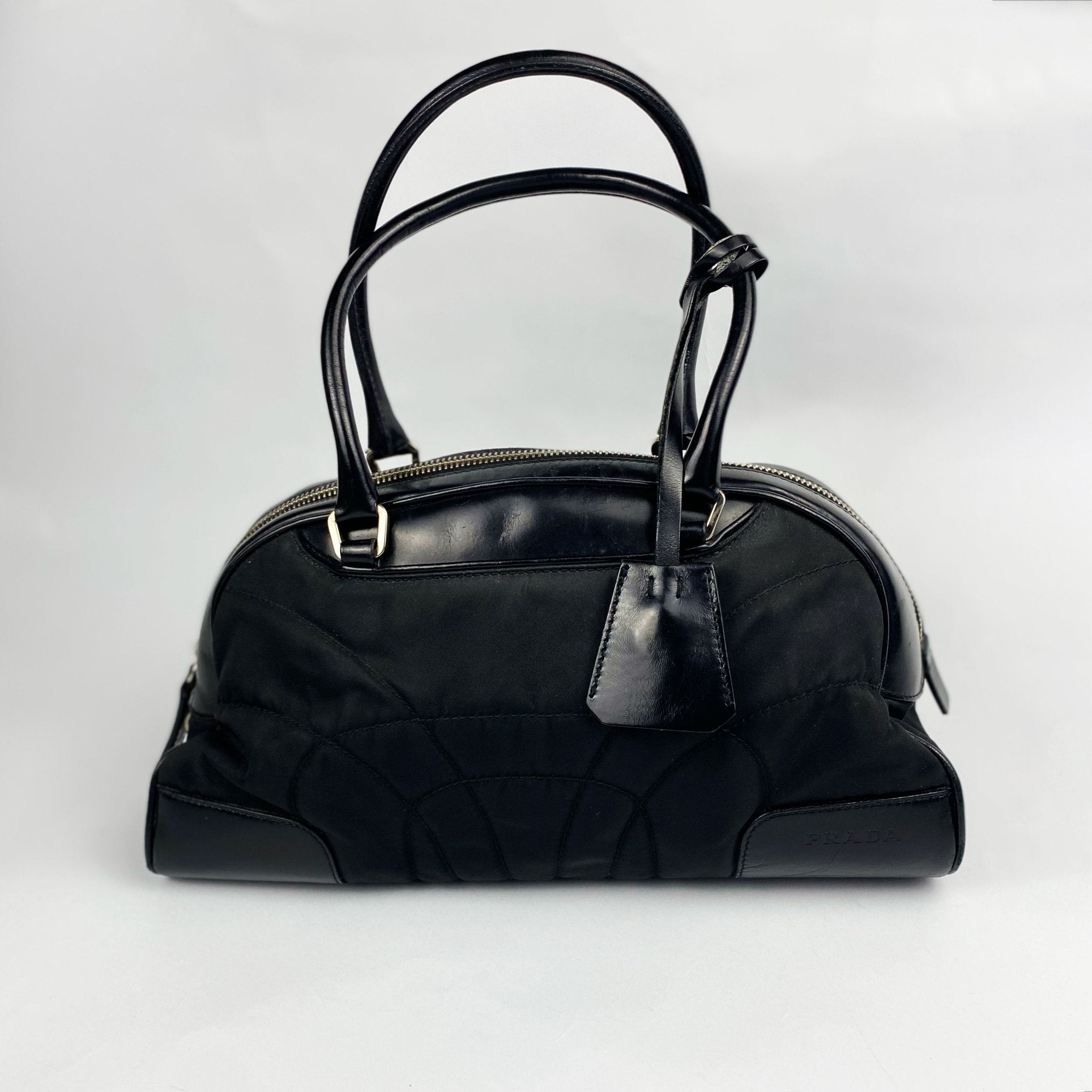 PRADA LEATHER BOWLING BOSTON HAND BAG Bowling leather bowling bag