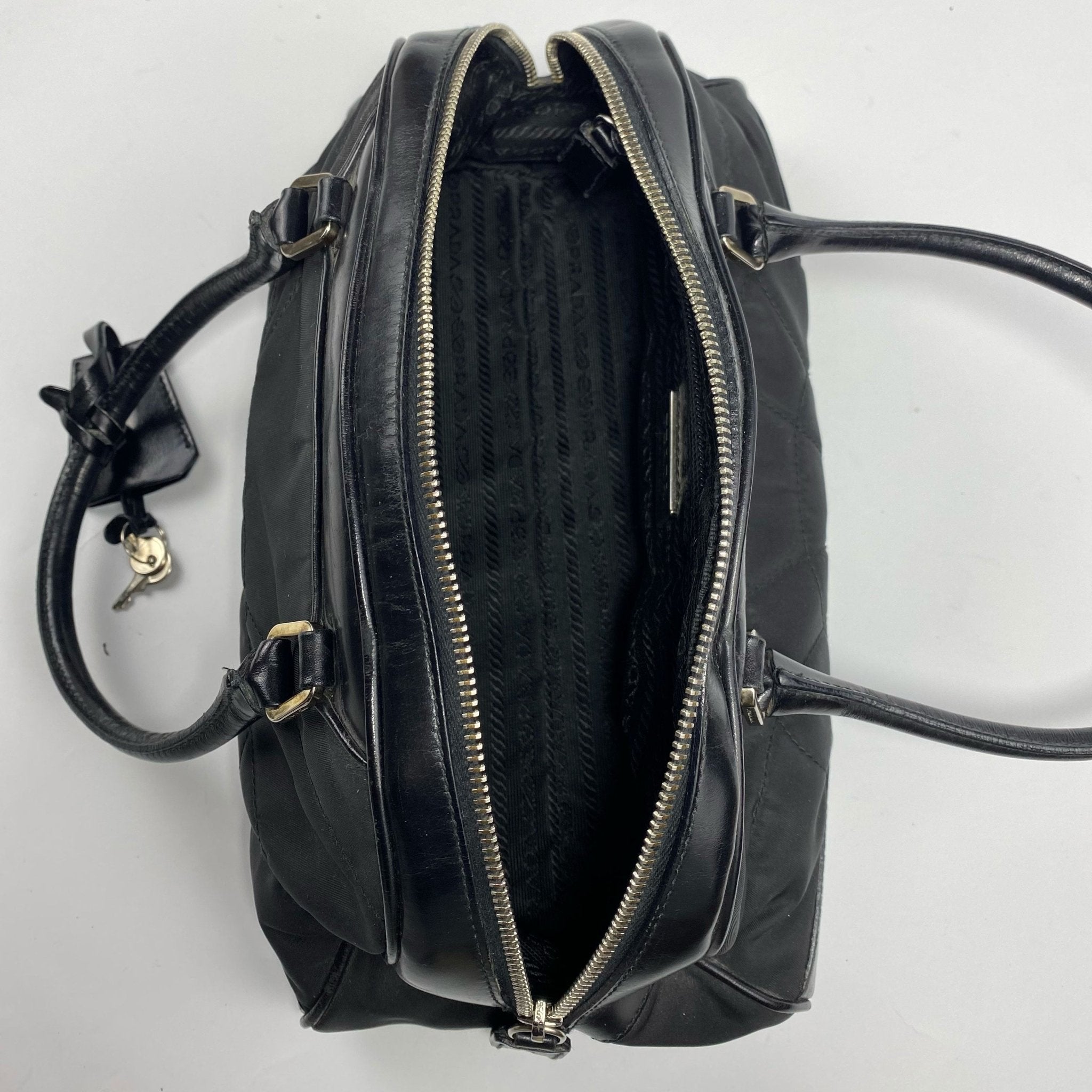PRADA LEATHER BOWLING BOSTON HAND BAG Bowling leather bowling bag