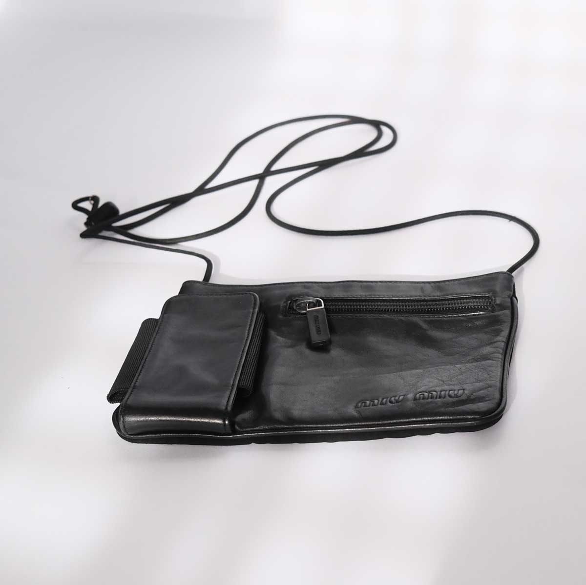 1999 Miu Miu Leather Cross Body Bag in Black | Vintage Miu