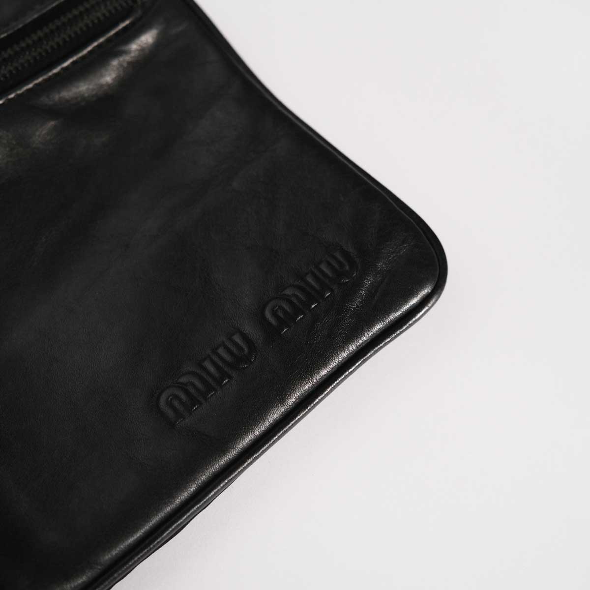 1999 Miu Miu Leather Cross Body Bag in Black | Vintage Miu Miu