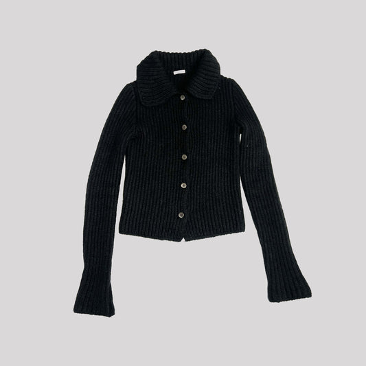 2003 Miu Miu Mohair Cardigan with Bell Sleeves in Black - S 