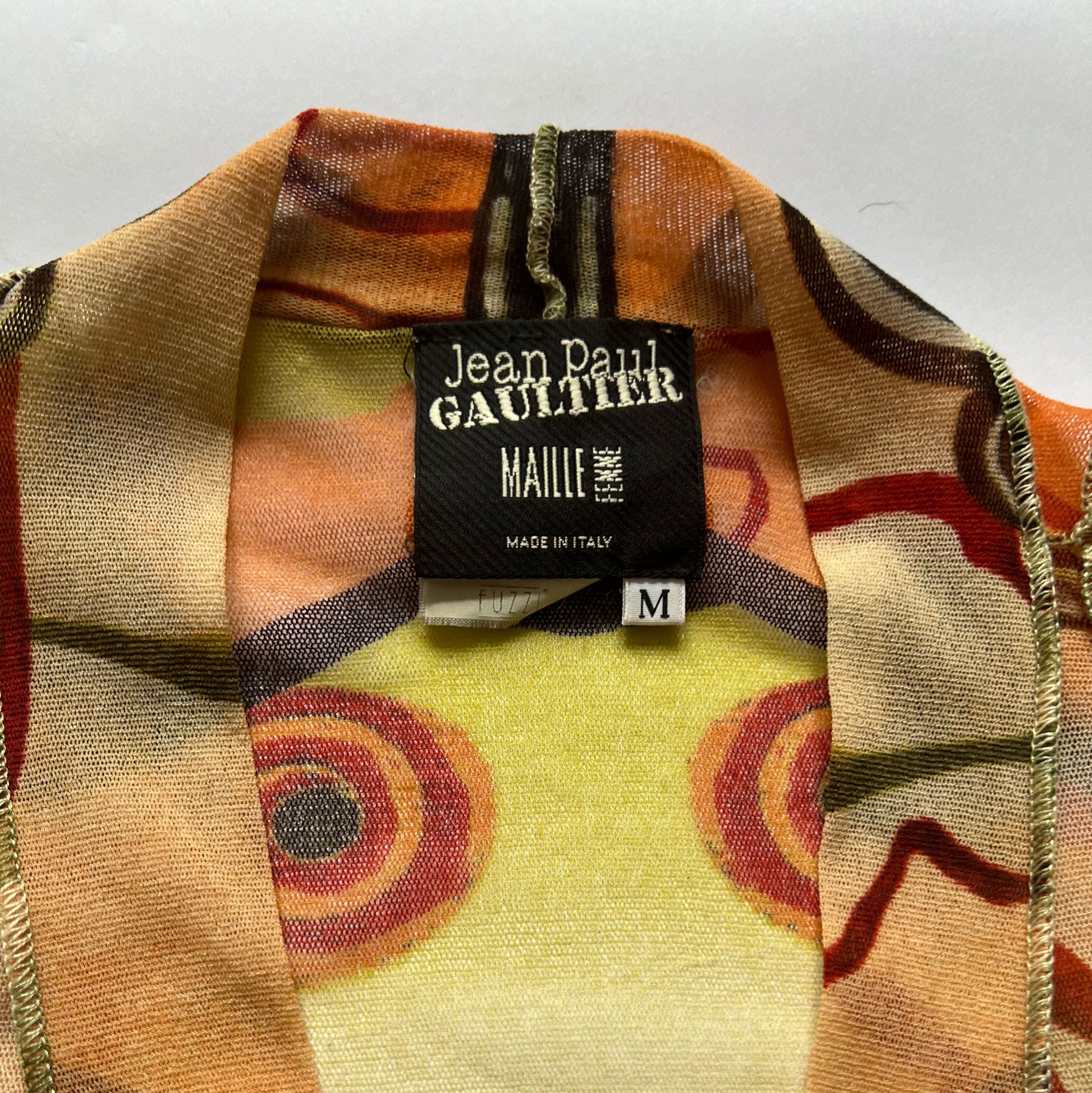 2005 SS Jean Paul Gaultier Salvador Dali Print Mesh Wrap Top - M 