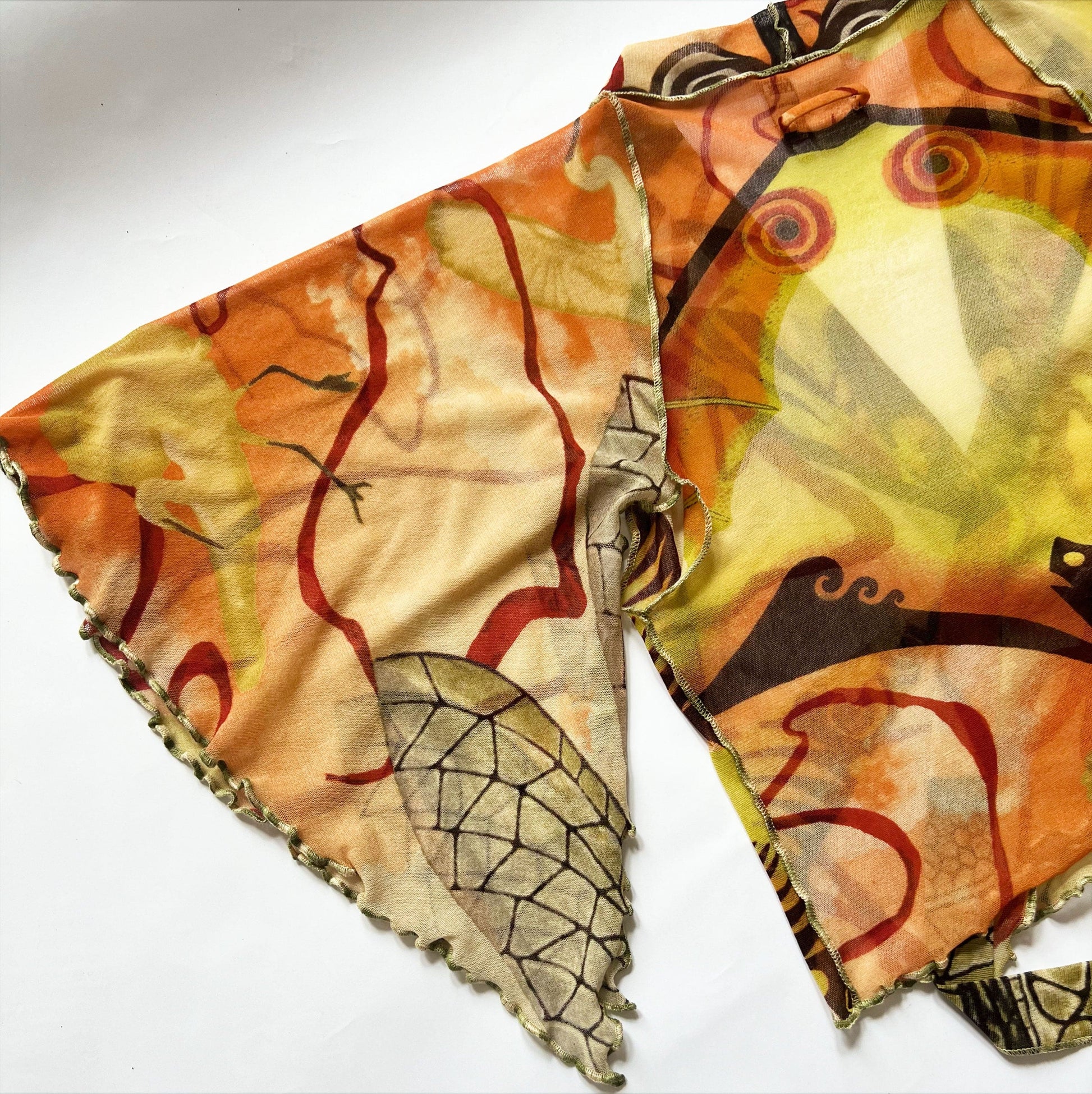 2005 SS Jean Paul Gaultier Salvador Dali Print Mesh Wrap Top - M 