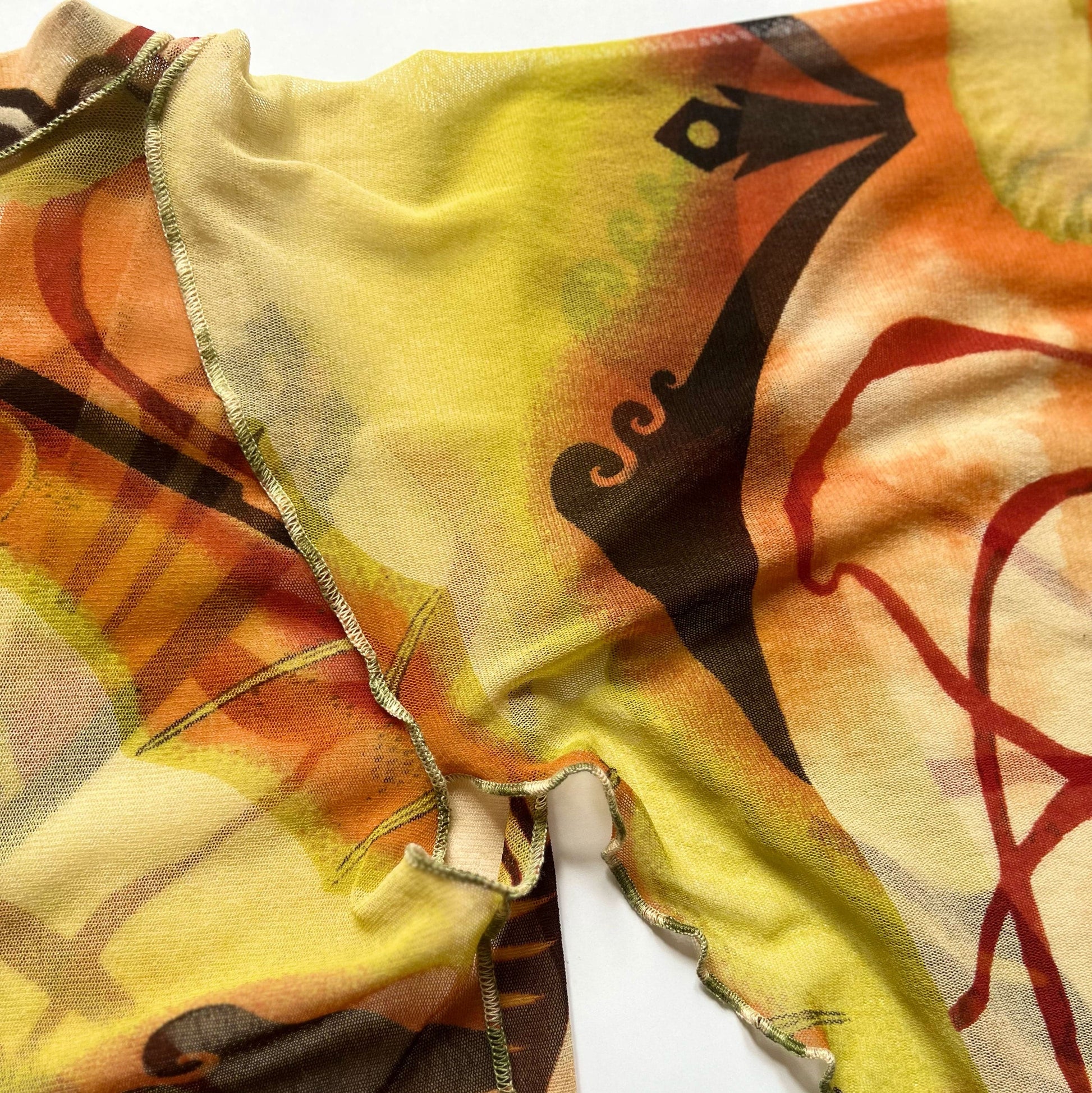 2005 SS Jean Paul Gaultier Salvador Dali Print Mesh Wrap Top - M 